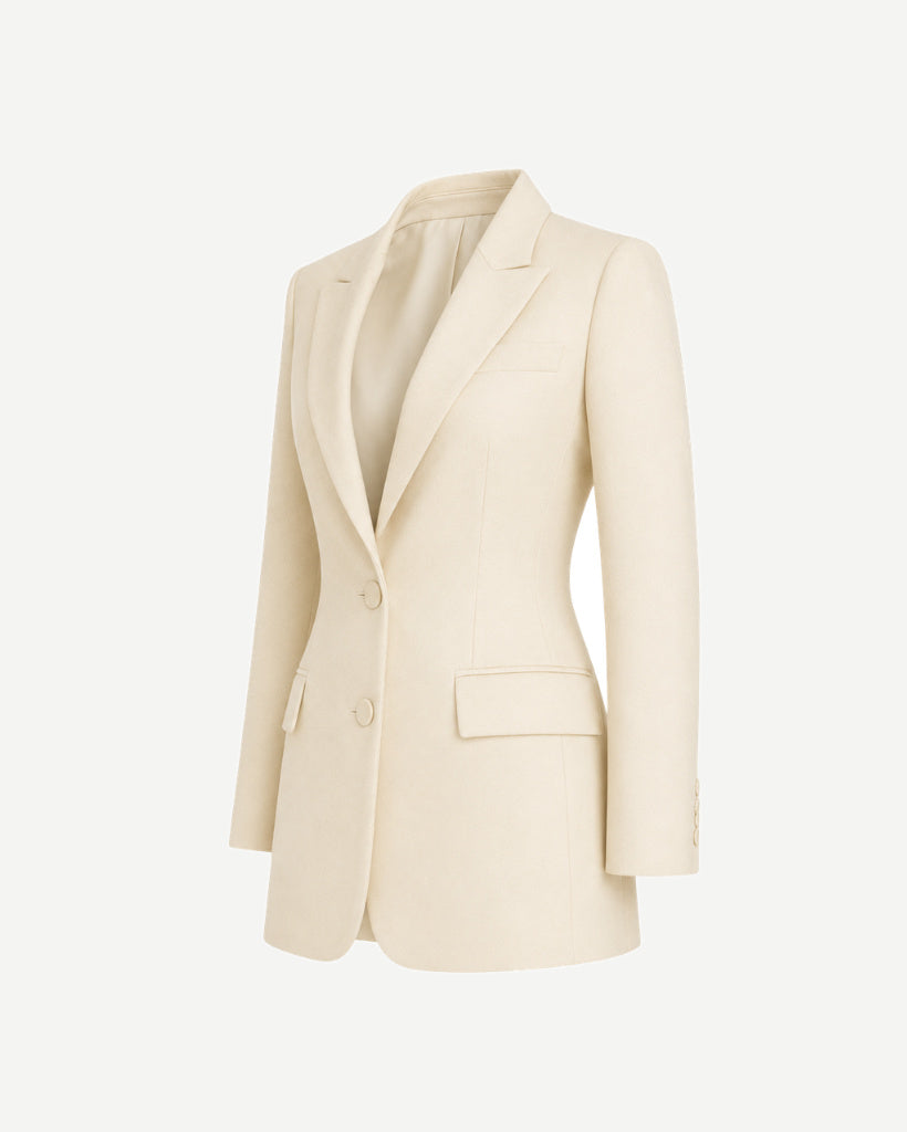 Ivory Loro Piana women's city hall wedding blazer side view
