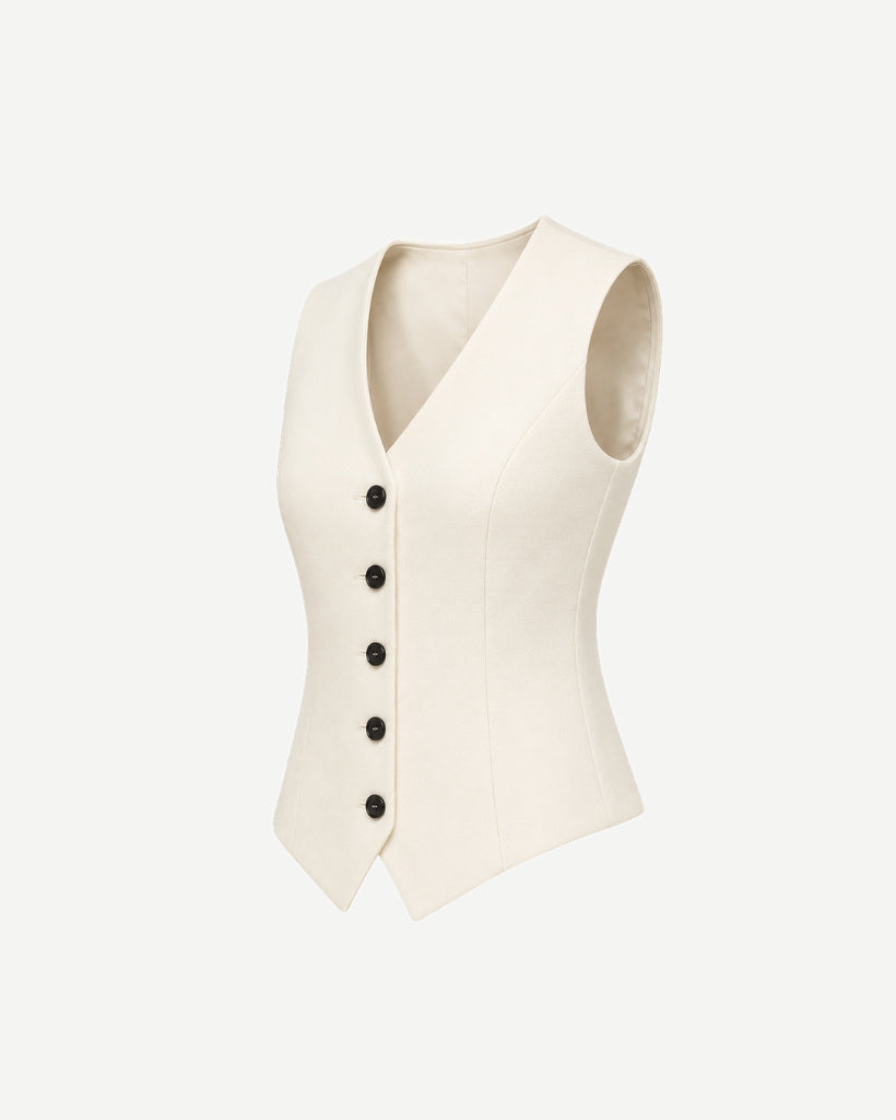 Ivory Loro Piana women's city hall wedding vest side view