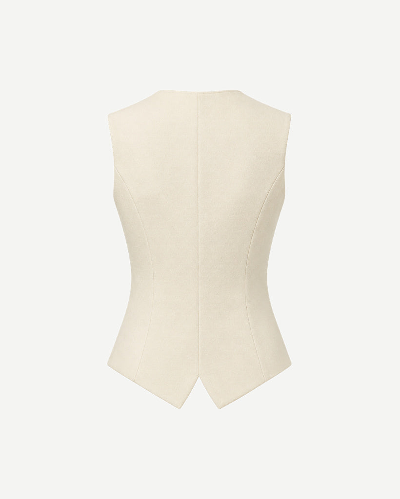 Ivory Loro Piana women's city hall wedding vest back view