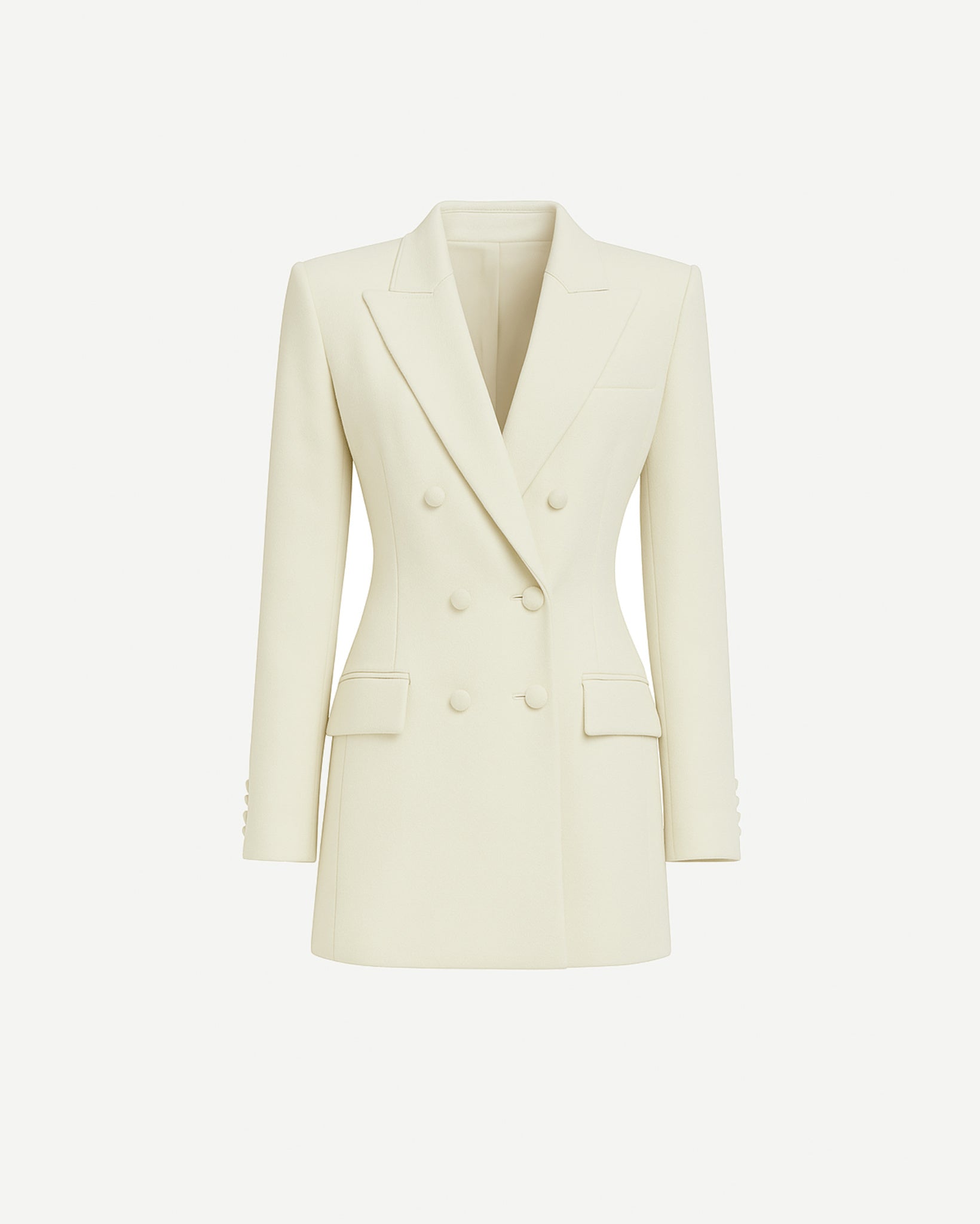 Ivory Loro Piana women’s fitted double-breasted blazer front view