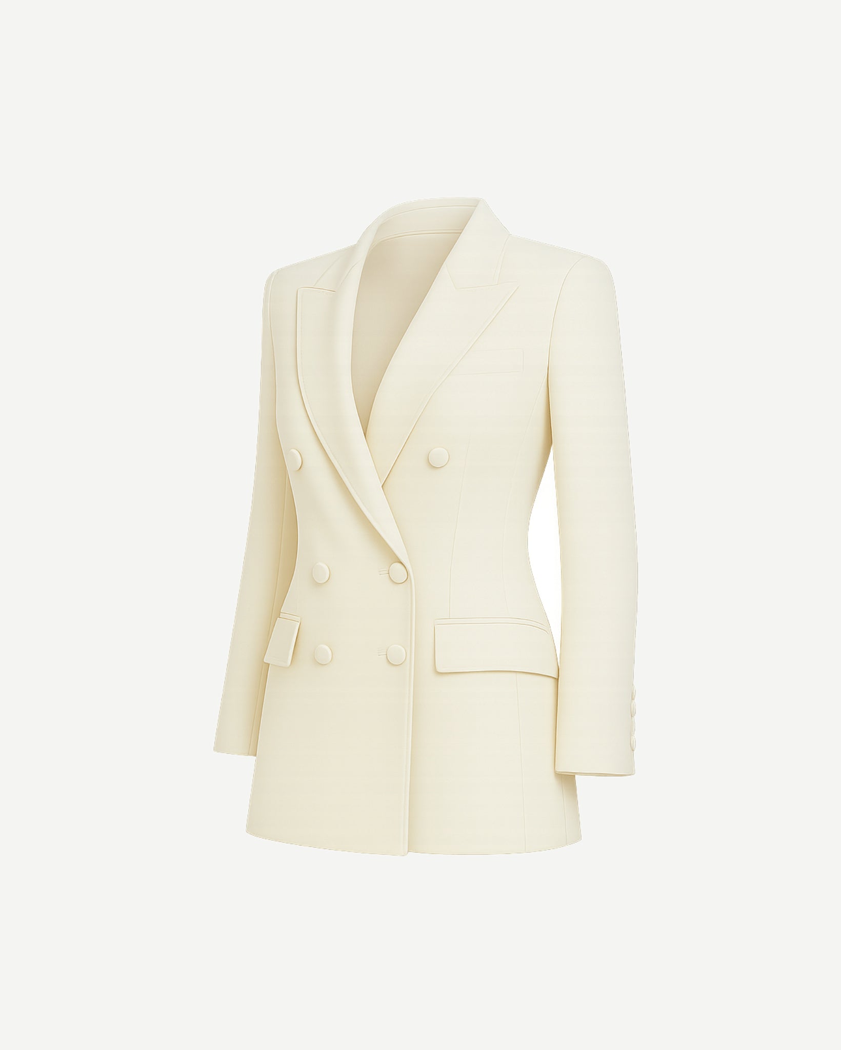 Ivory Loro Piana women’s fitted double-breasted blazer side view