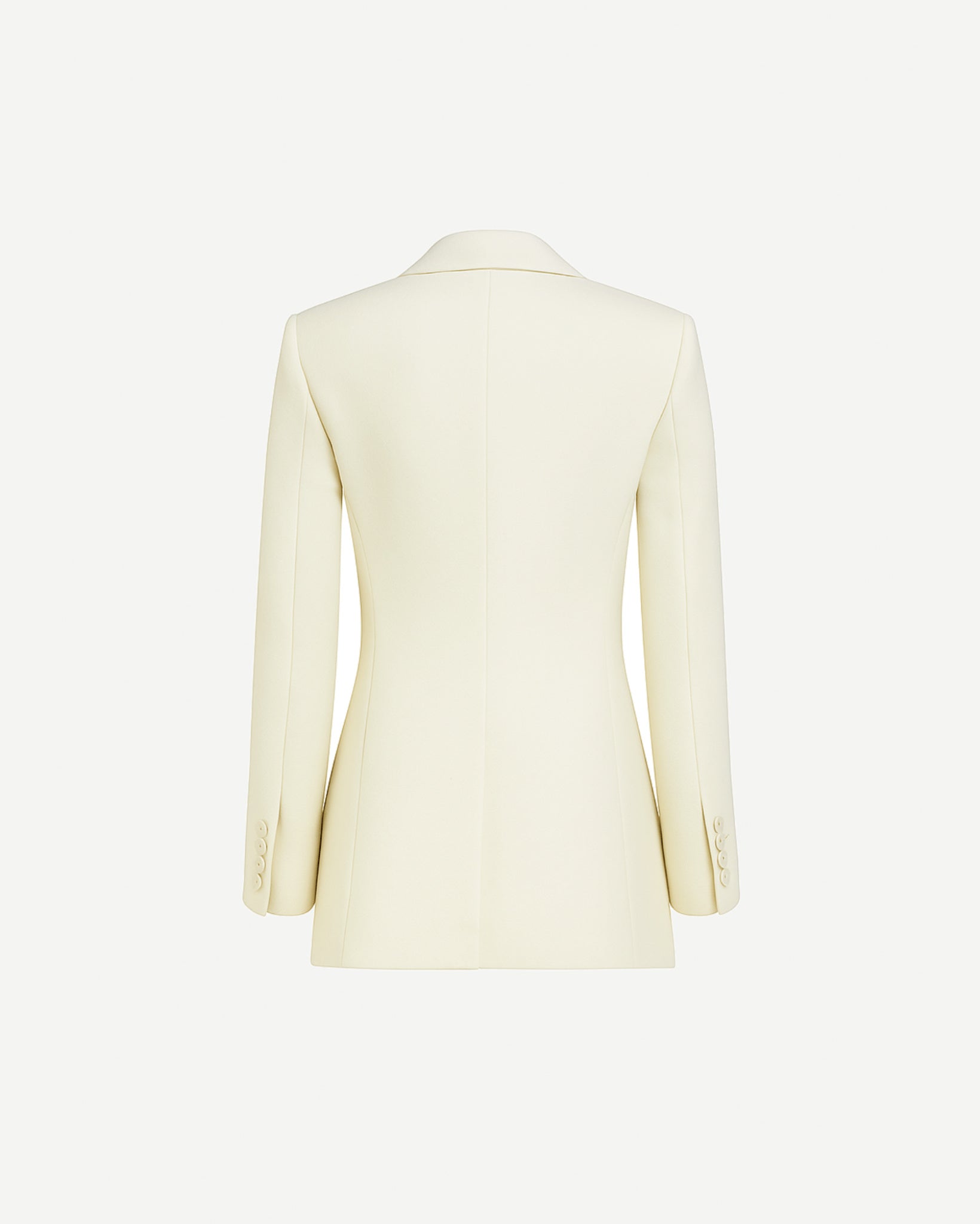 Ivory Loro Piana women’s fitted double-breasted blazer back view