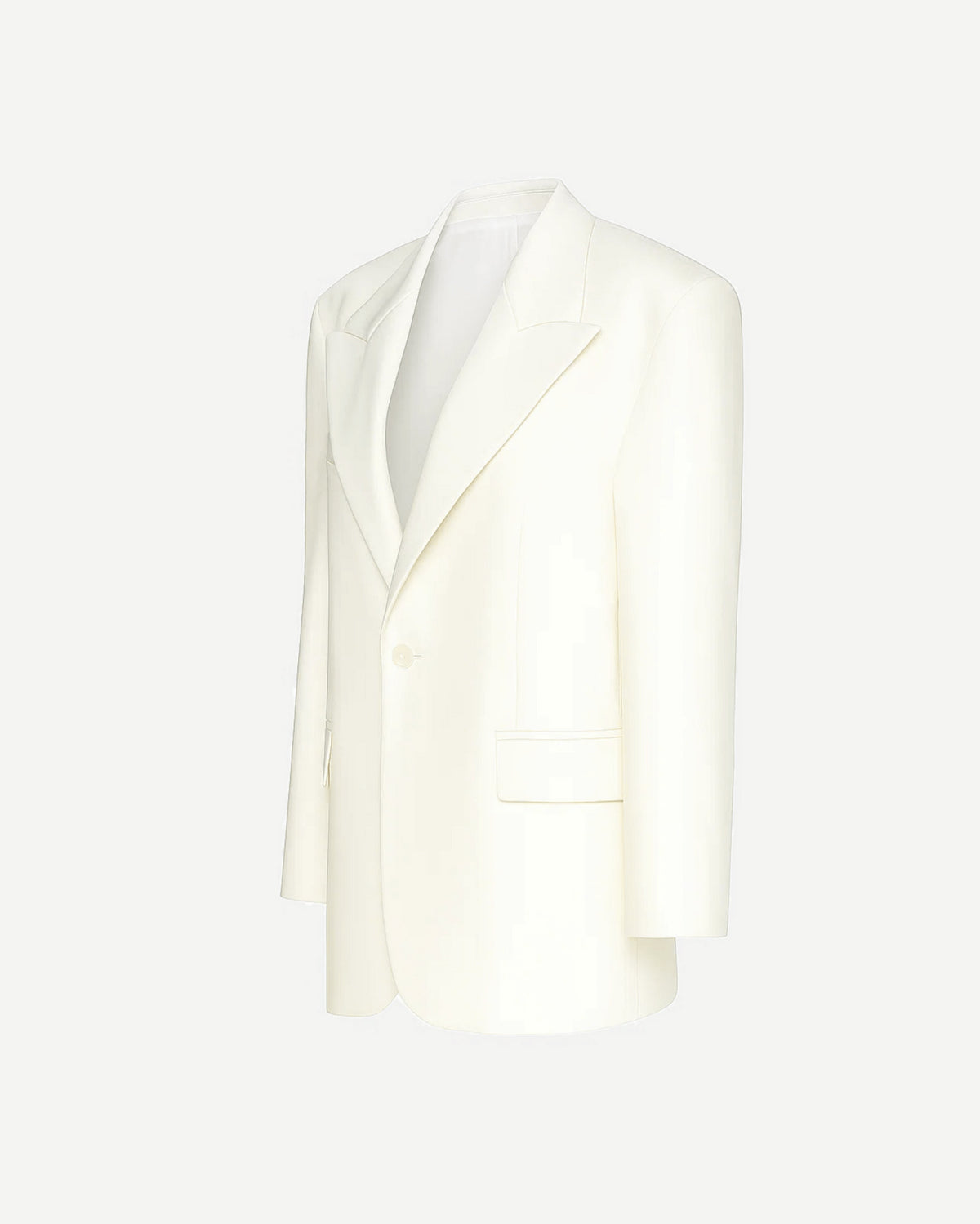 Ivory oversized Loro Piana wool blazer side view