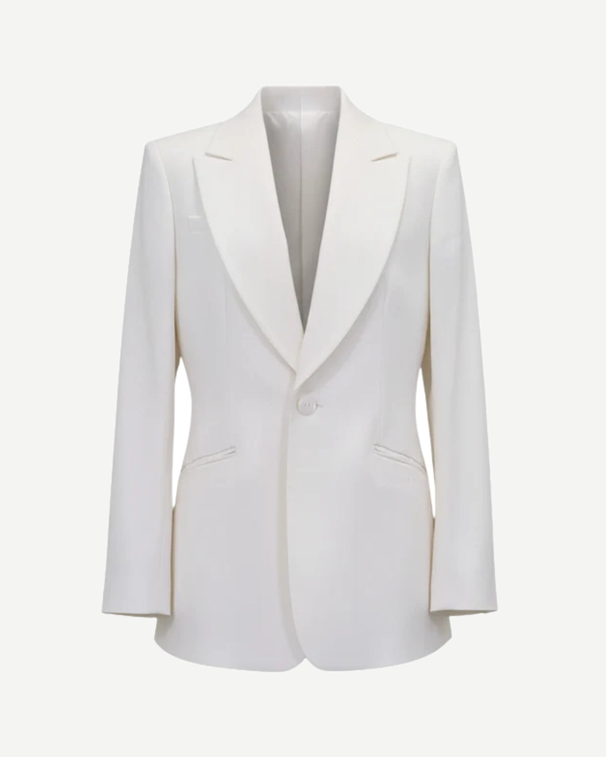 Tailory ivory sculpted single-button blazer with peak lapels front view