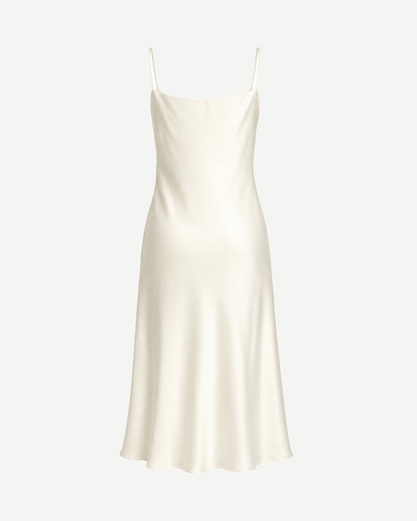 Ivory silk charmeuse women's slip dress back view
