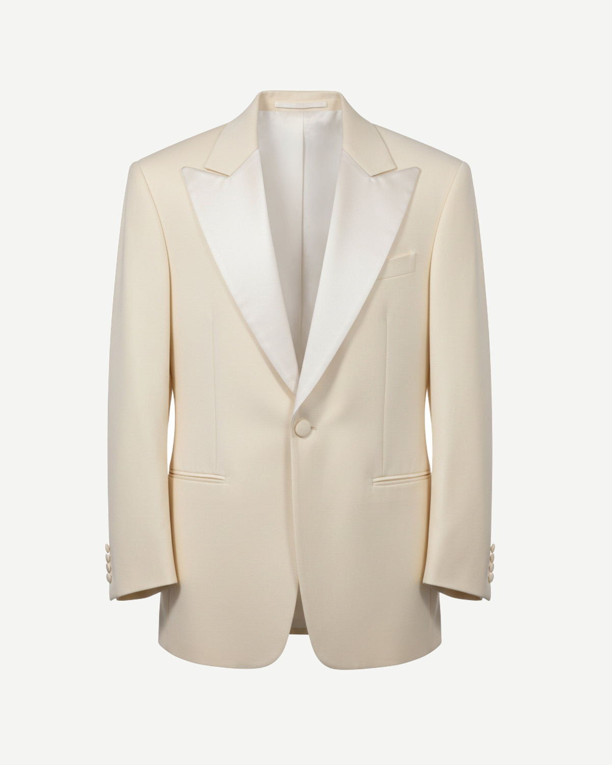 Tailory ivory tailored jacket with wide satin peak lapels front view