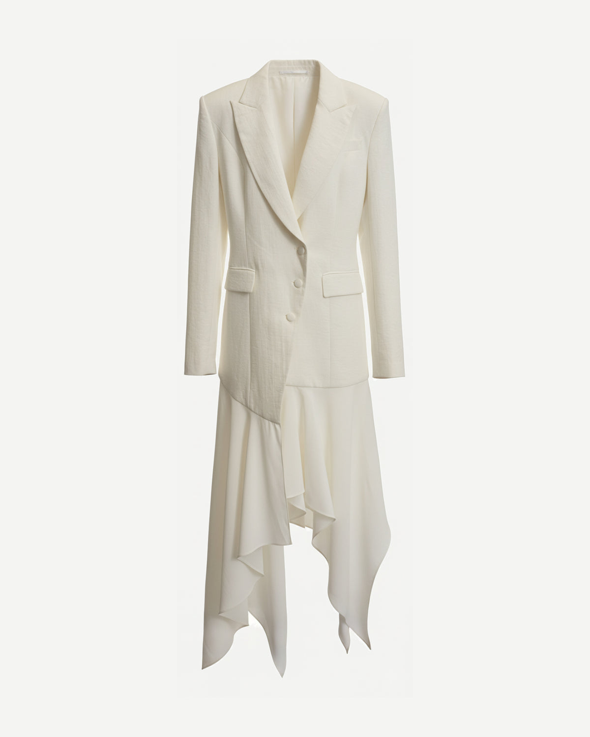 Tailory ivory wool maxi wrap coat with long drape front view