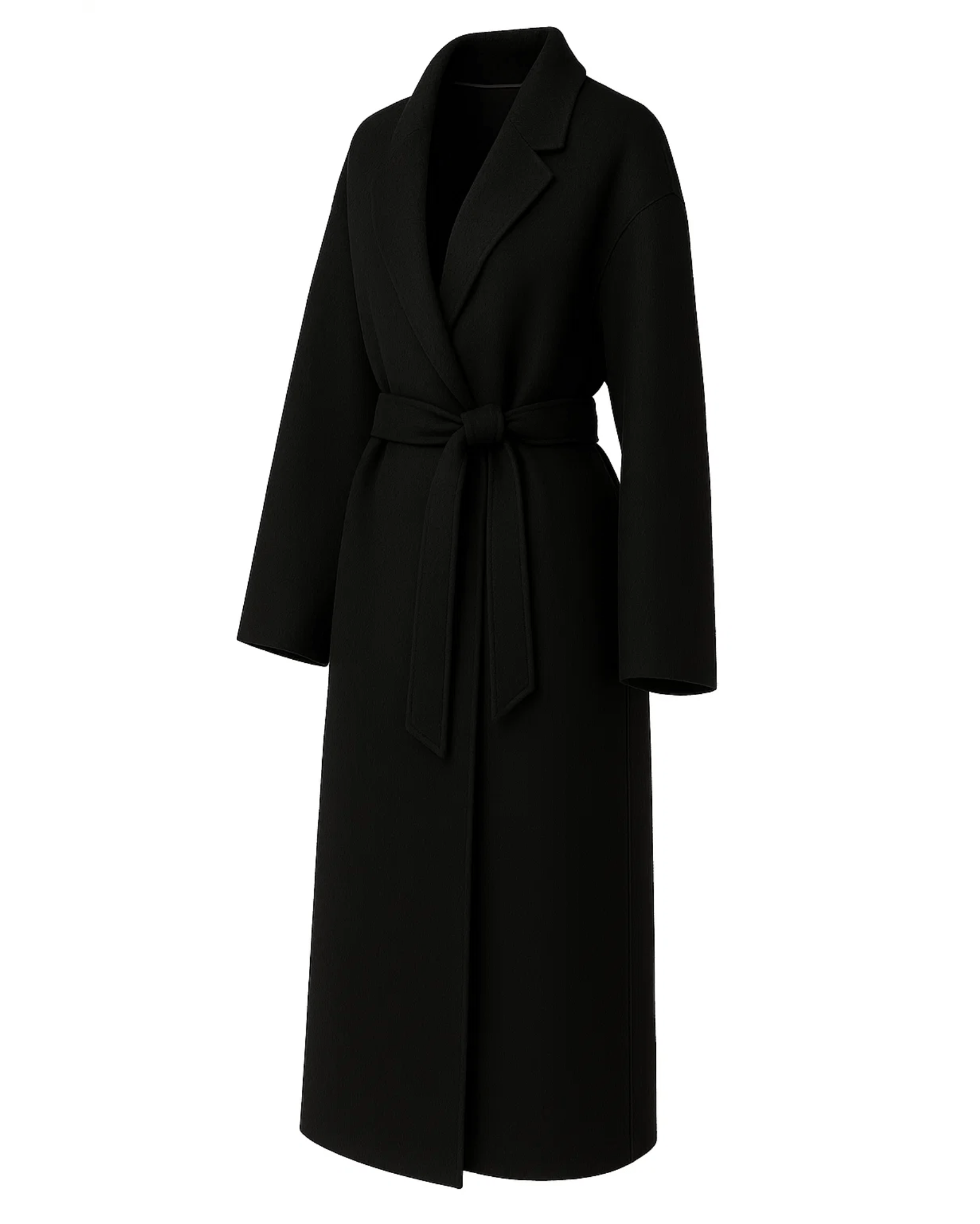 Jet Black Loro Piana Wool Mohair Unstructured Belted Coat - Overcoat - The Tailory New York