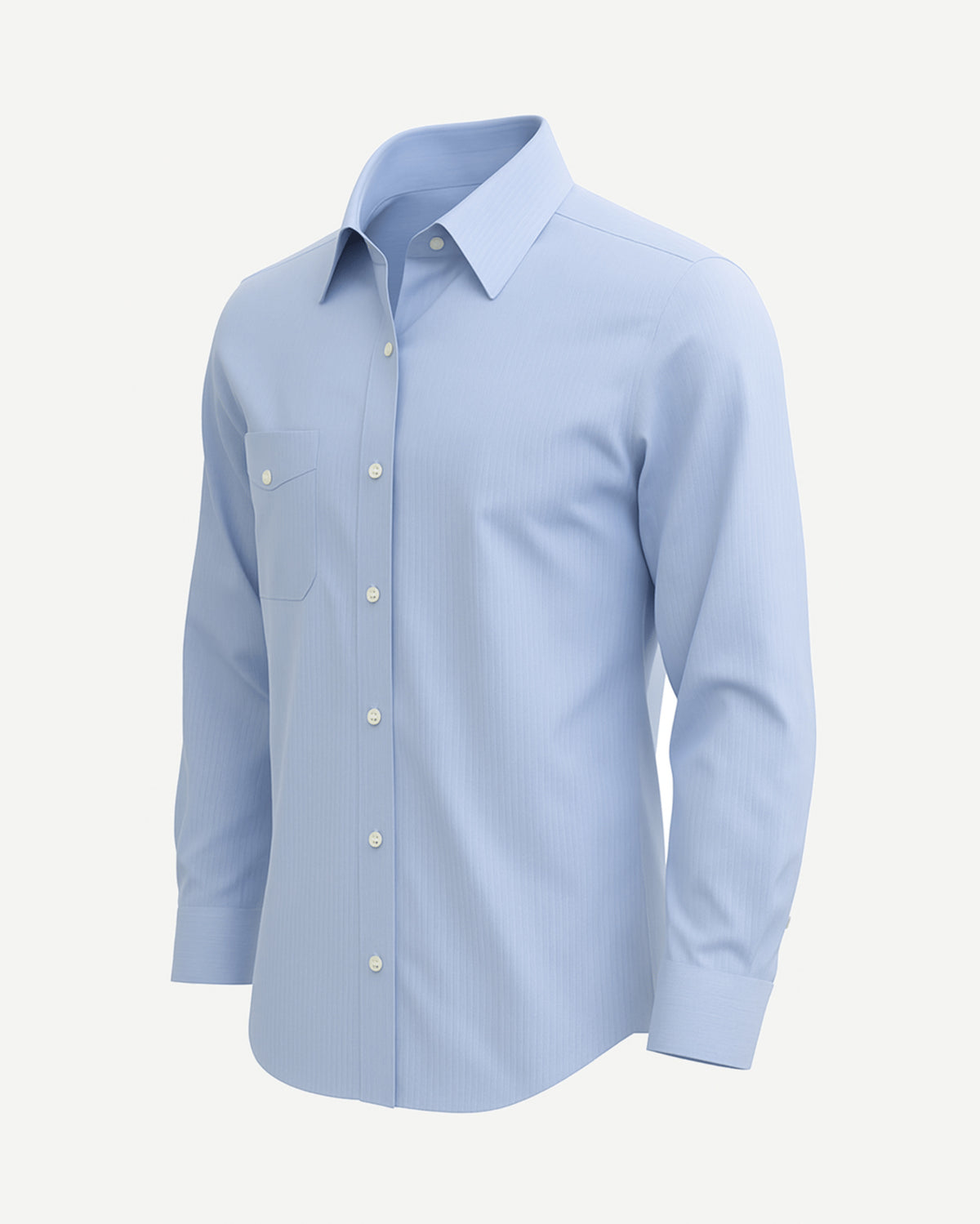 Tailory light blue pinstripe dress shirt side view