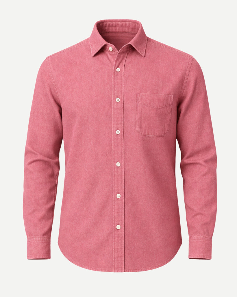 Tailory dusty rose textured cotton casual shirt front view