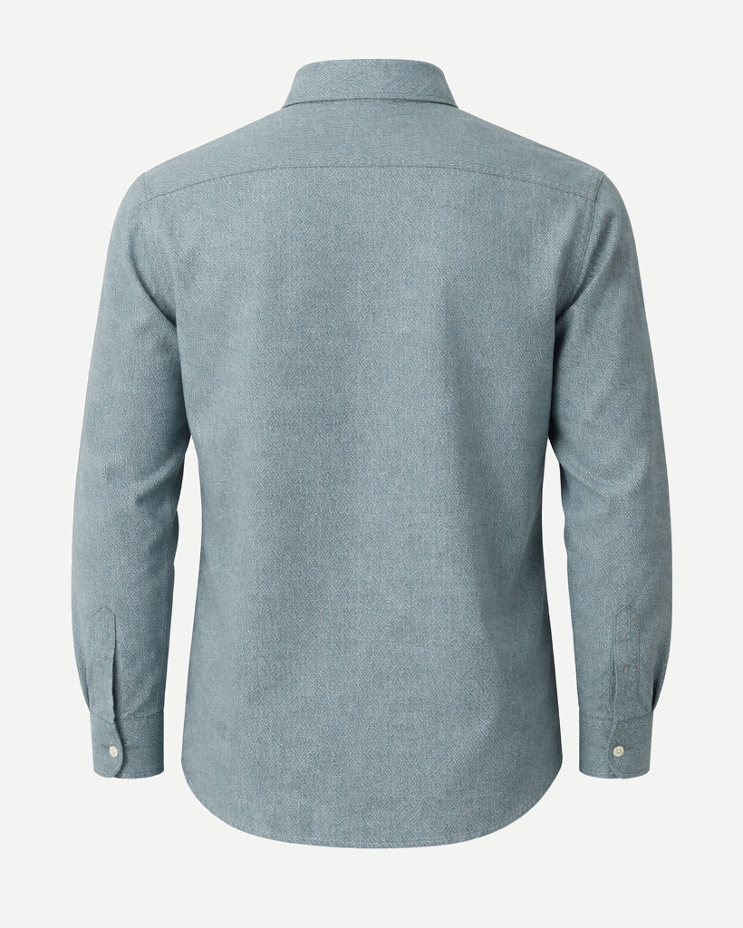 Tailory steel blue green cotton shirt back view