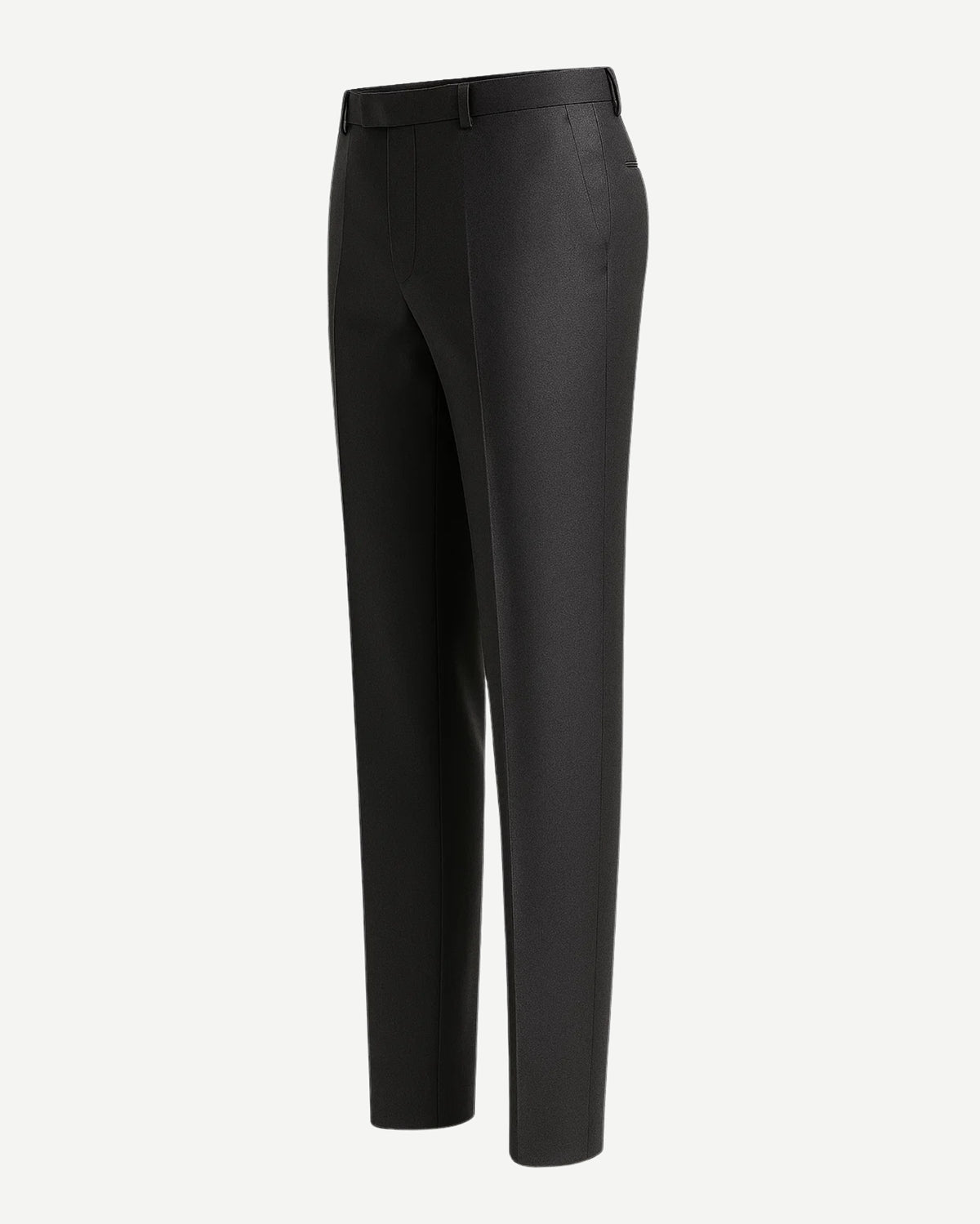 Men's Loro Piana Charcoal Dress Pants featuring a sleek tailored silhouette, belt loops, and pressed creases, crafted from luxurious charcoal fabric for elegant formalwear.