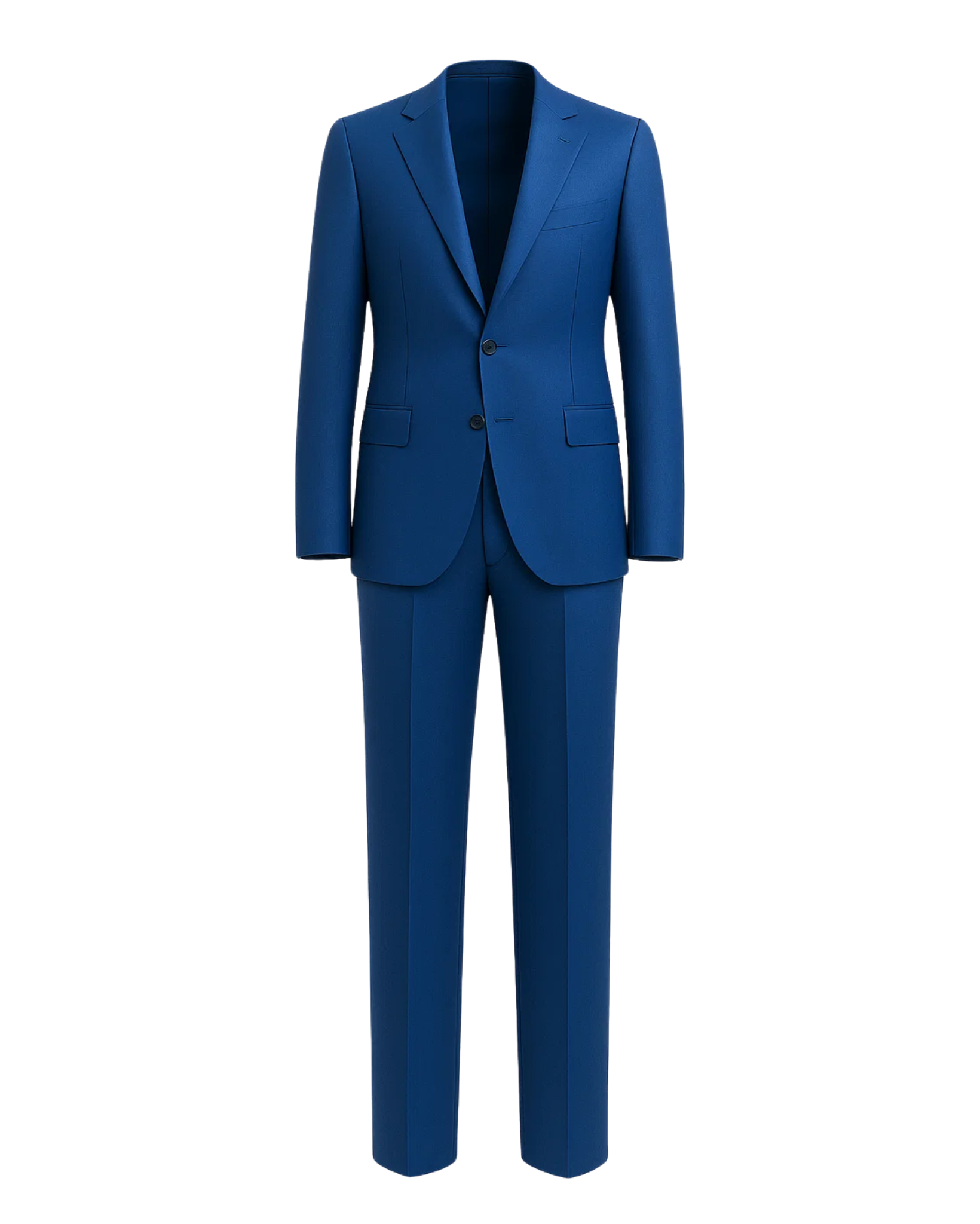 Men's Loro Piana Navy Slim Suit featuring a sleek, tailored blazer with notch lapels, single-button closure, flap pockets, and matching slim-fit trousers in rich navy fabric.