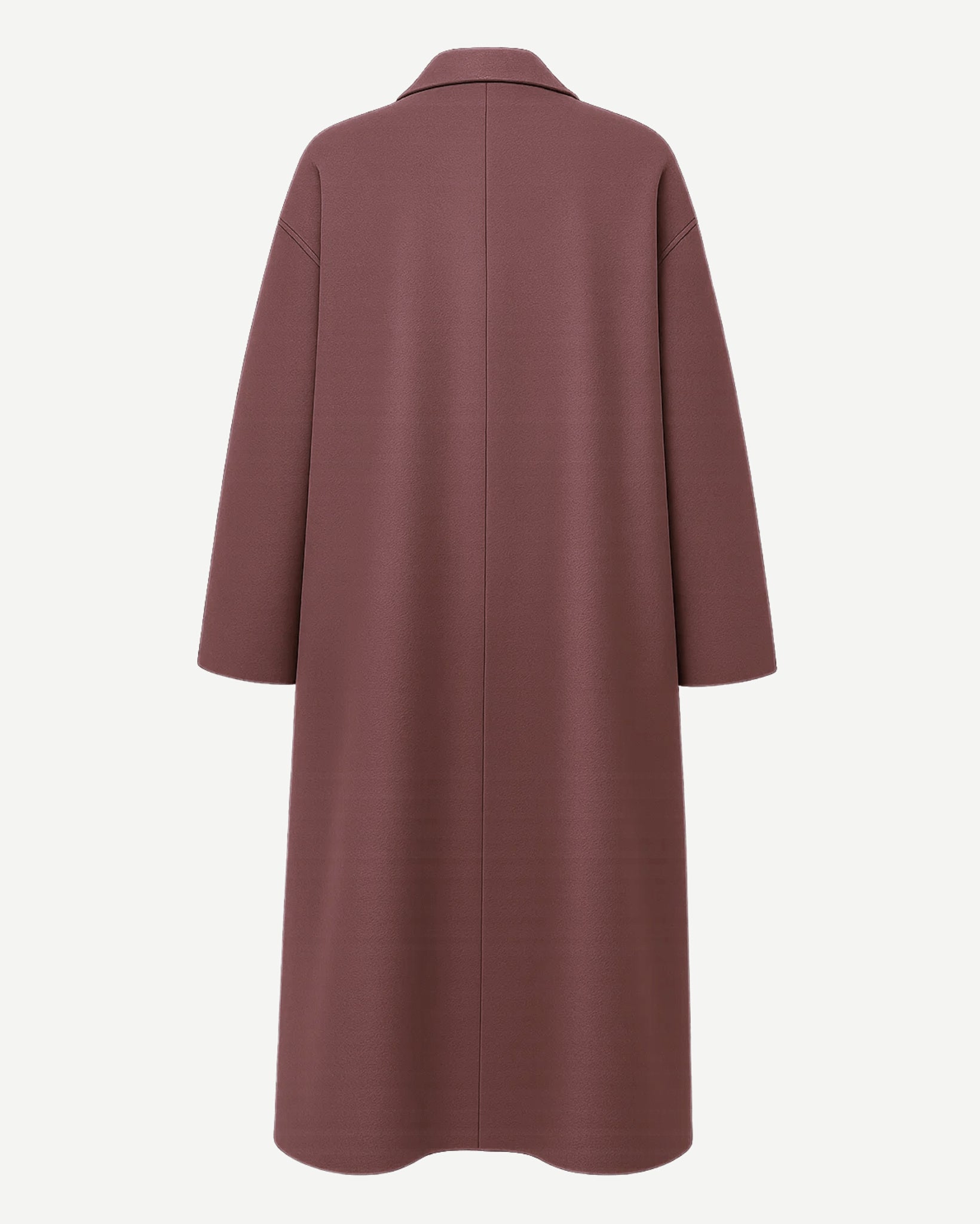 Tailory muted plum oversized single-breasted wool coat back view