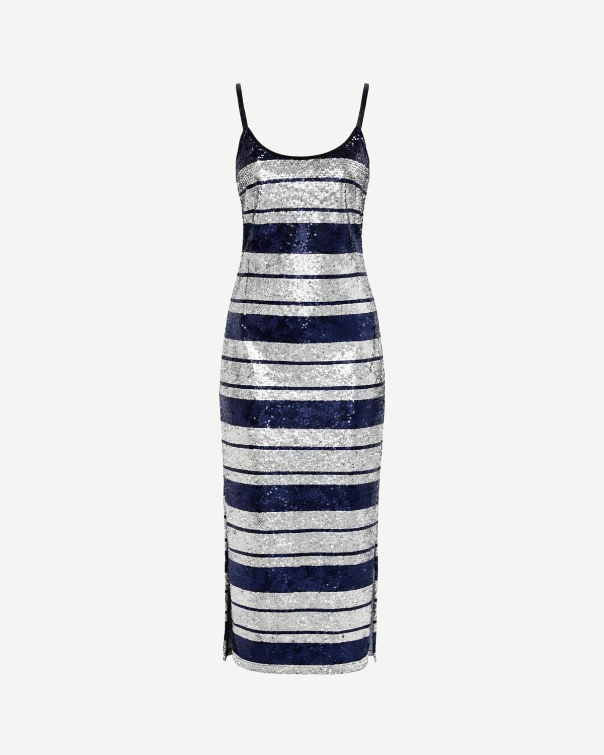 Tailory blue and grey sequin slip dress front view