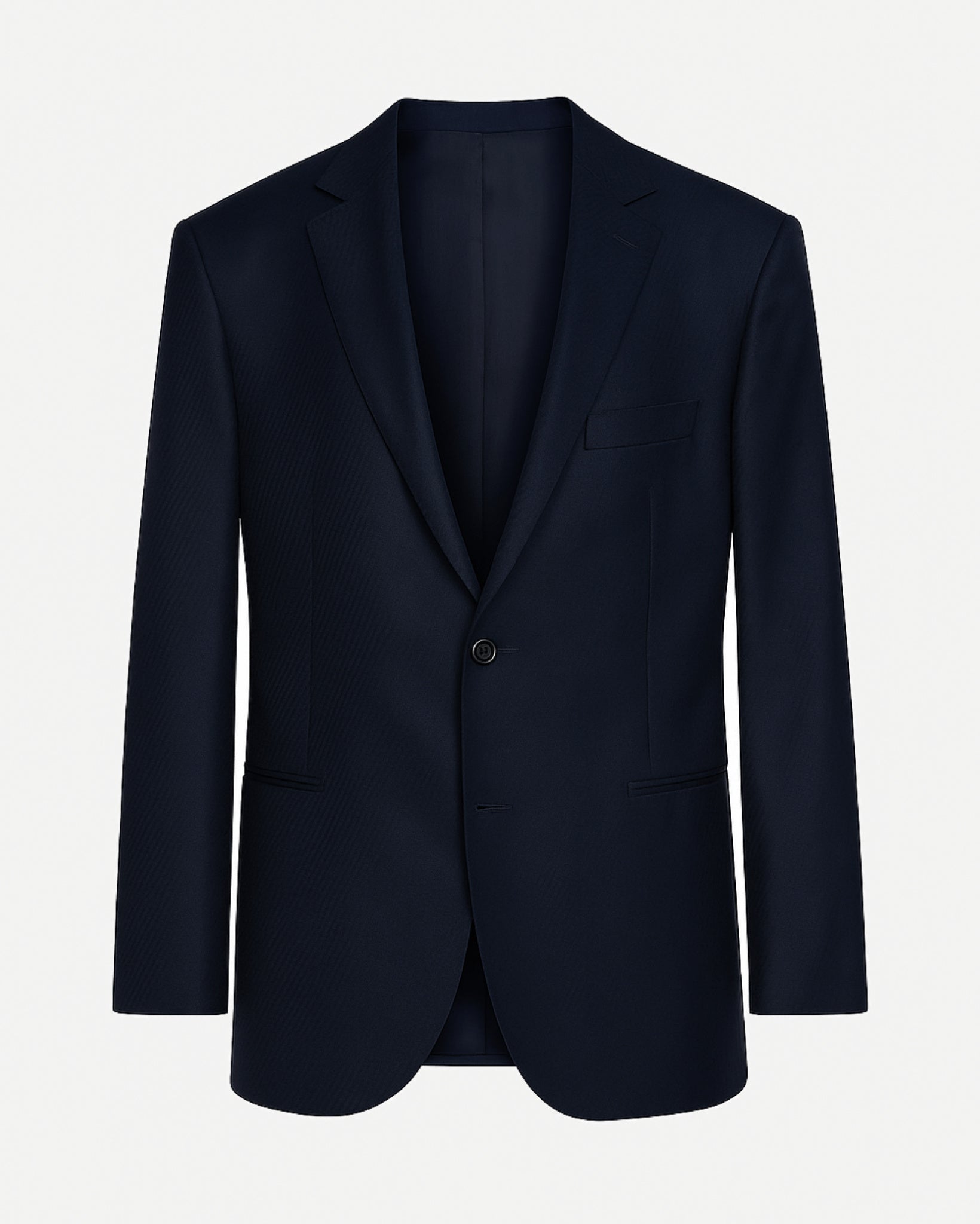 Tailory navy textured wool notch lapel blazer front view
