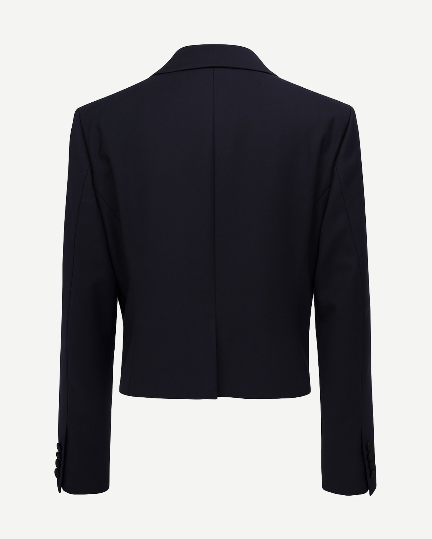 Tailory navy cropped tuxedo blazer back view