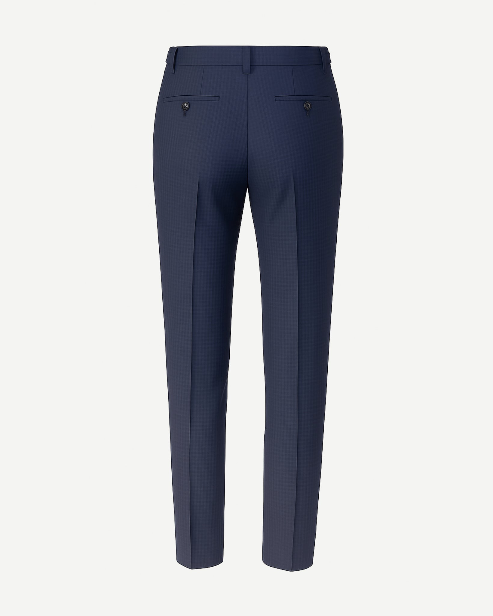 Tailory navy flat front wool dress trousers back view