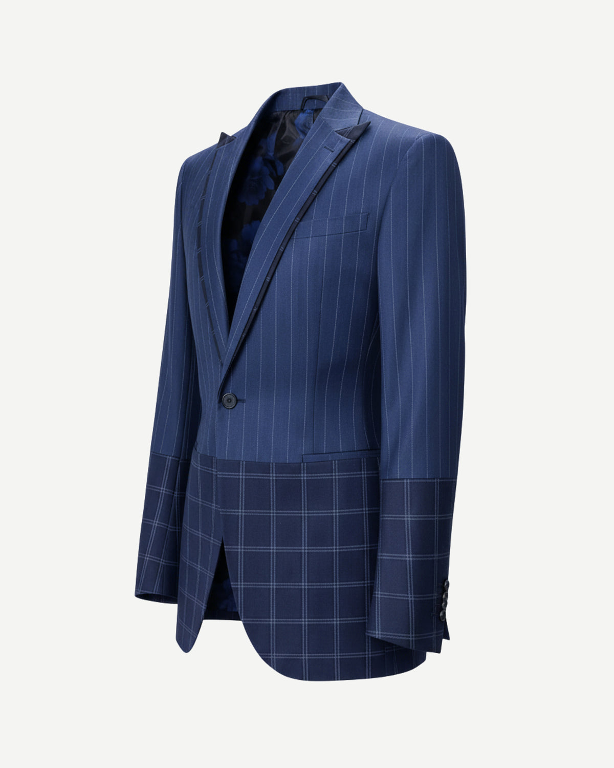 Tailory navy tailored blazer with mixed-pattern design side view