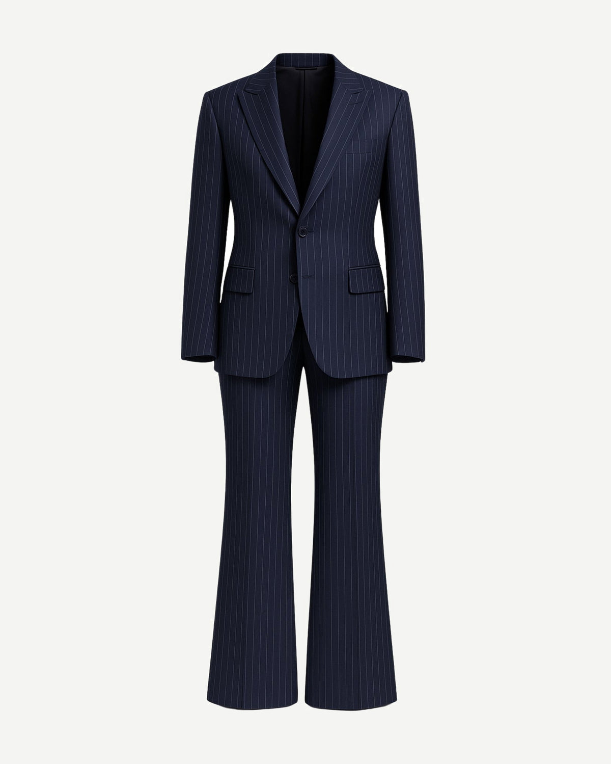 Tailory navy white pinstripe oversized suit set front view