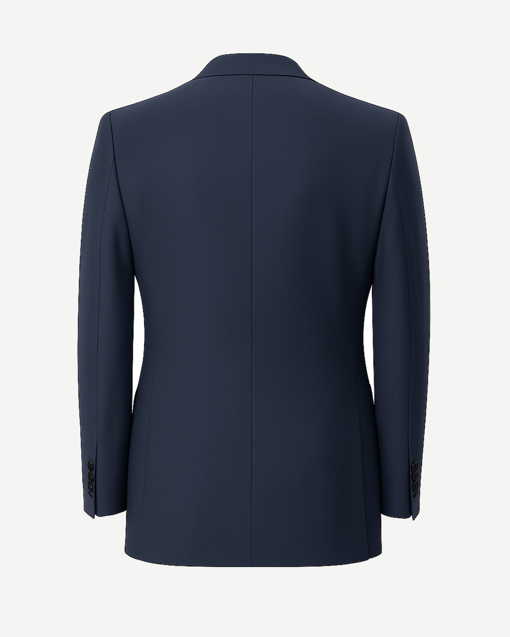 Tailory navy single-breasted wool blazer back view