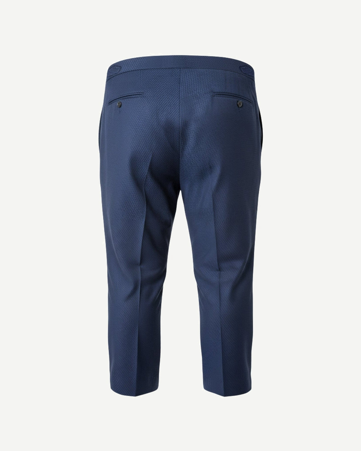 Navy textured cropped tailored trousers back view