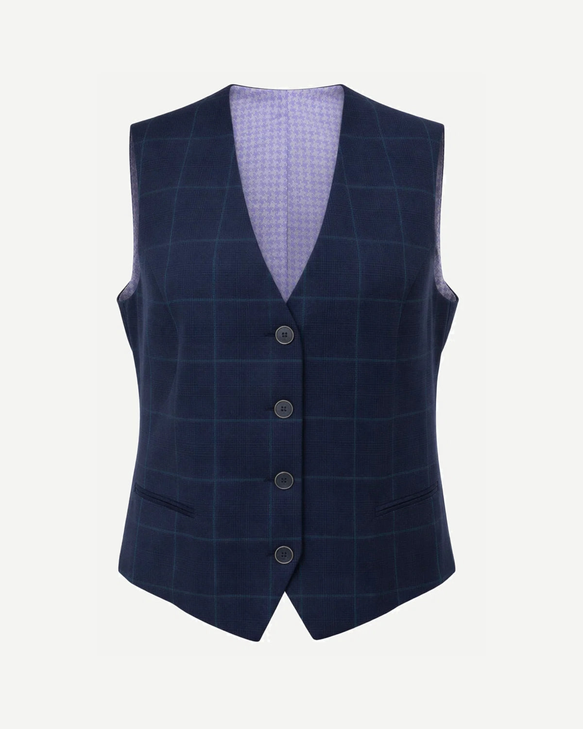 Tailory navy windowpane check tailored vest front view