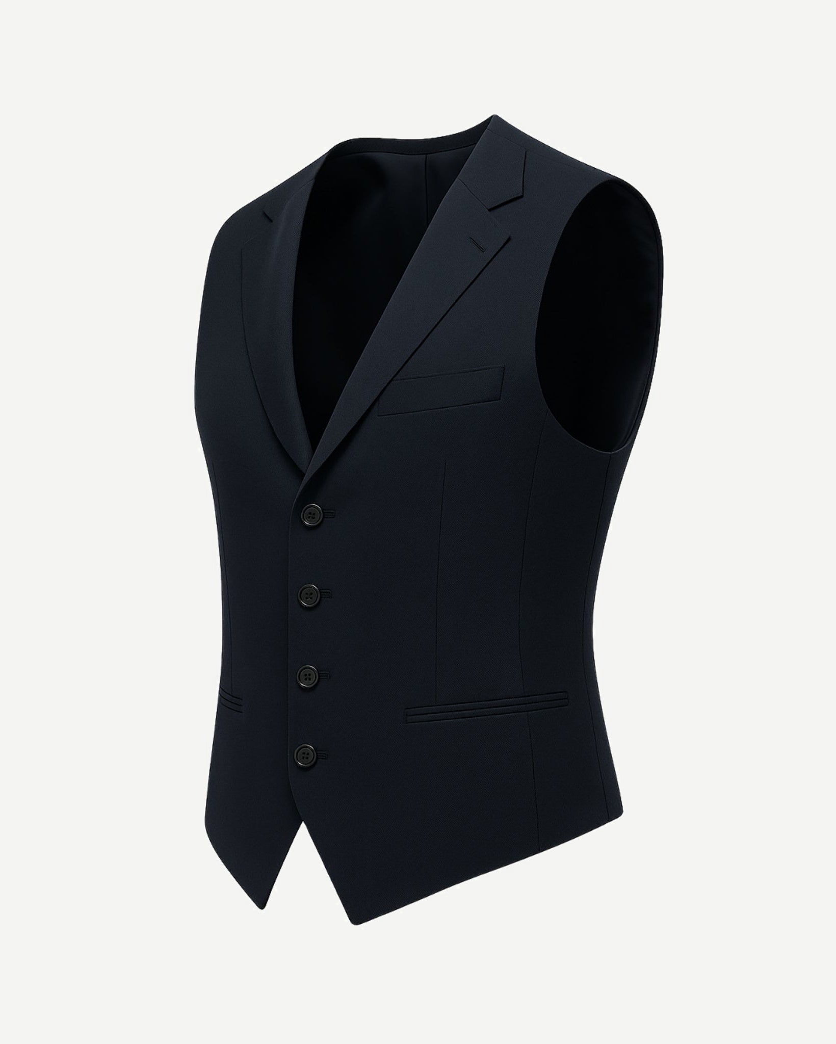 Tailory navy wool vest side view