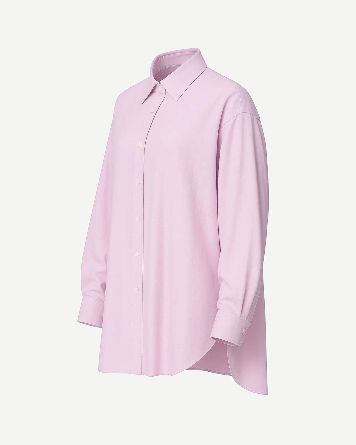 Tailory baby pink oversized button-up shirt side view