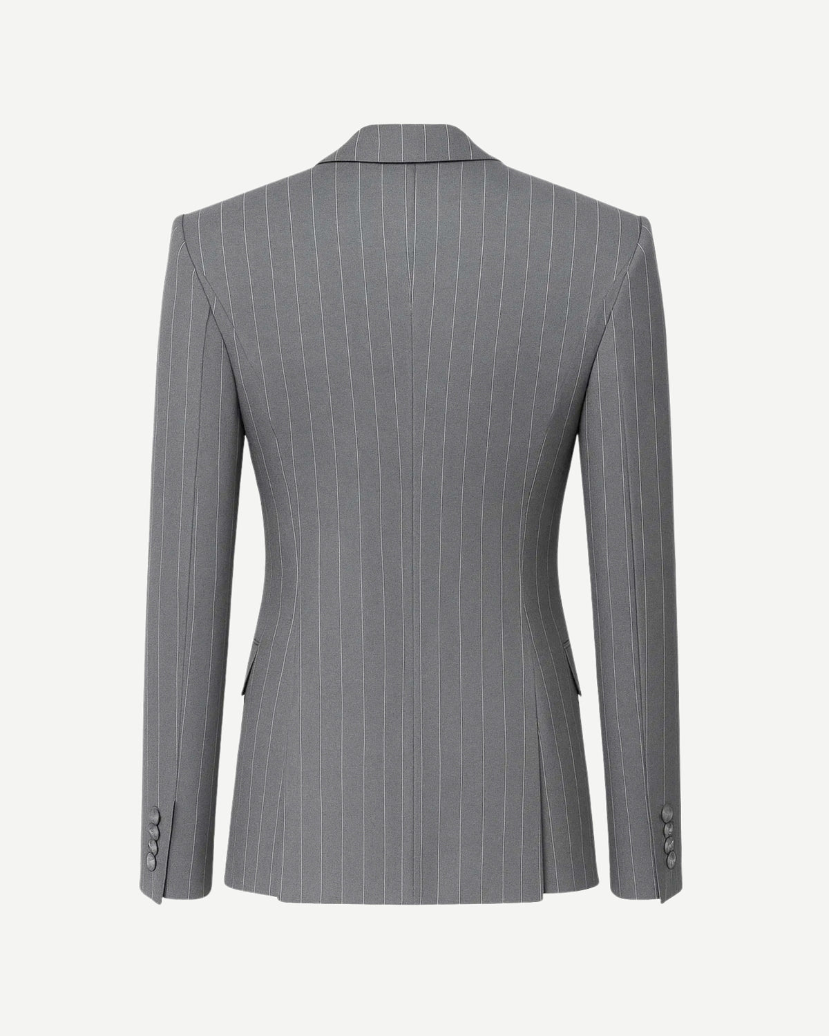Tailory grey pinstripe blazer with black corset panel back view