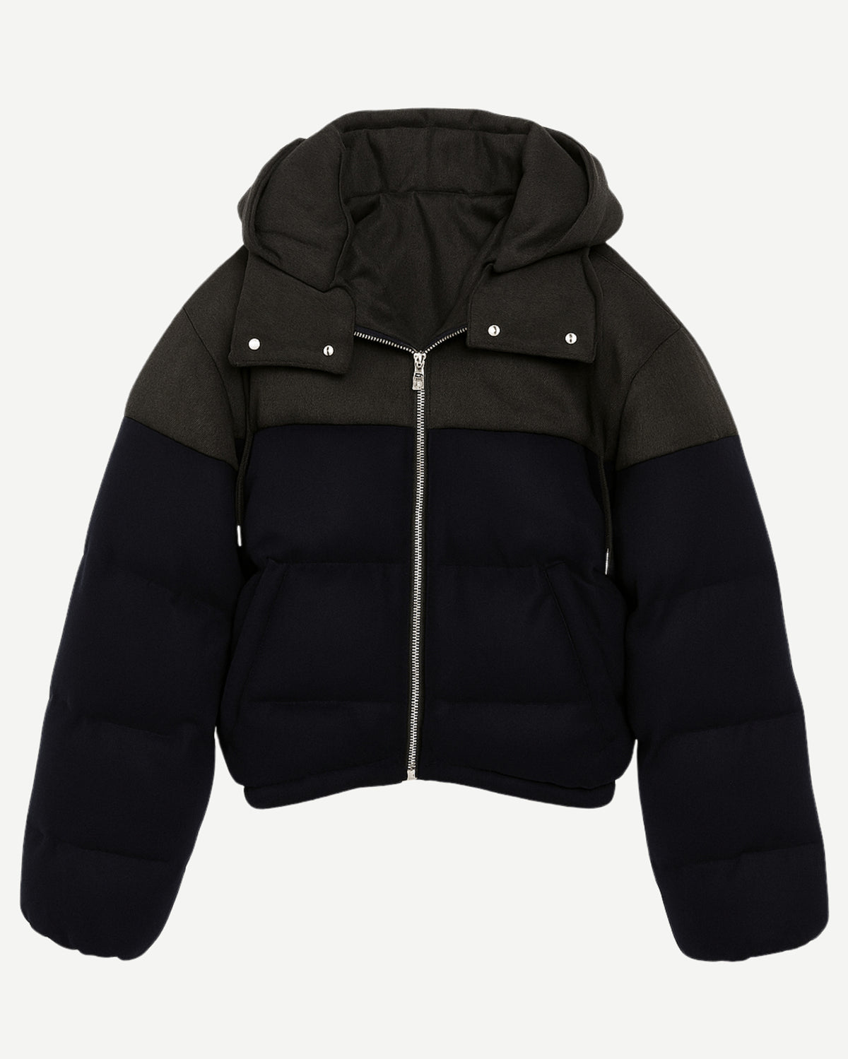 Tailory black cashmere-blend cropped puffer jacket front view