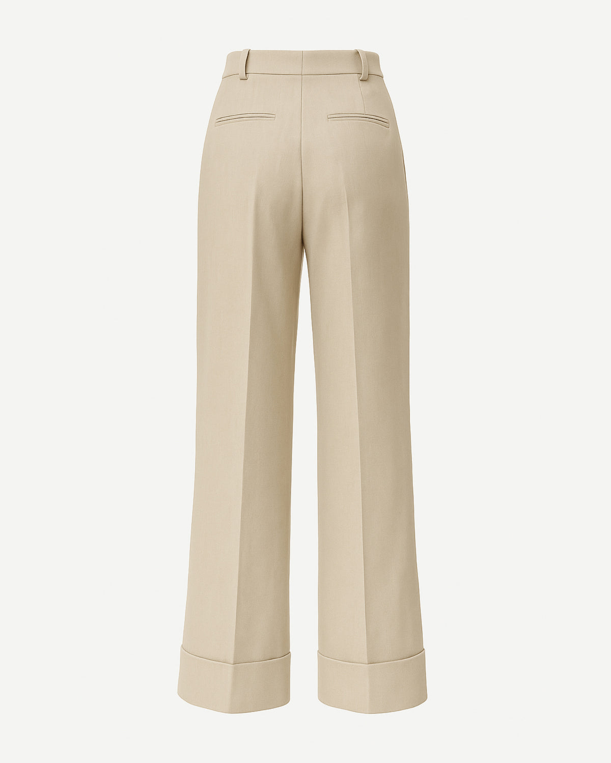 Tailory stone cotton silk pleated trousers back view