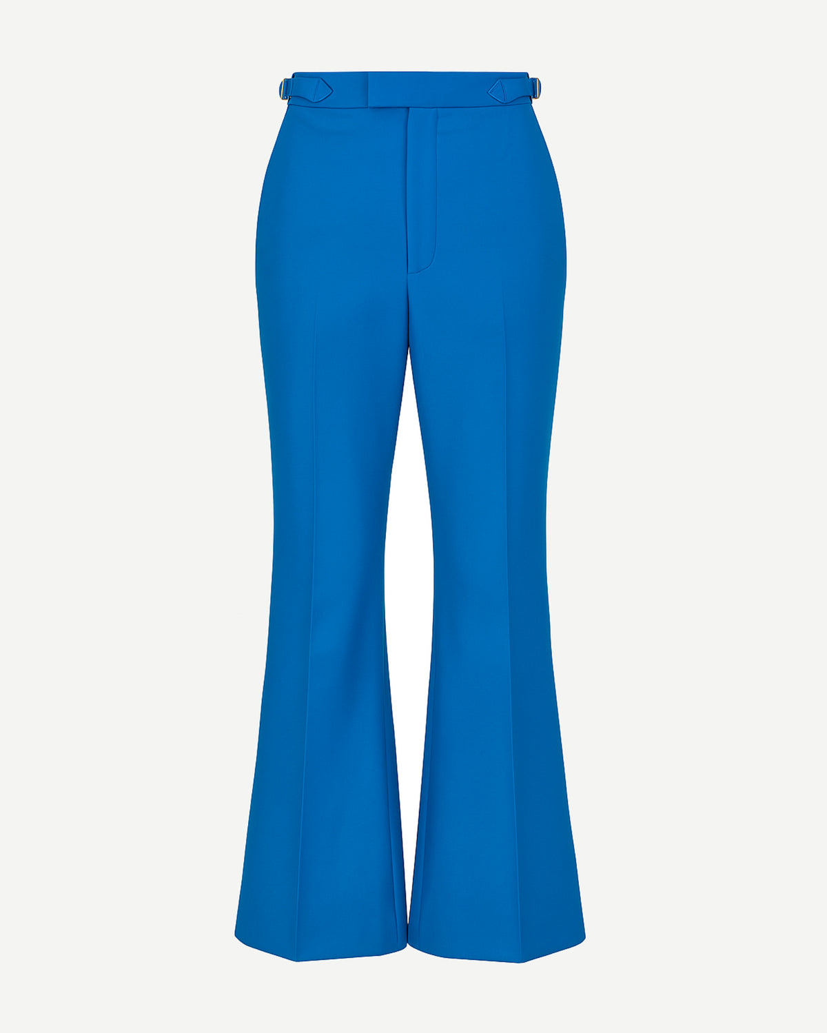Tailory bright blue flared trousers front view