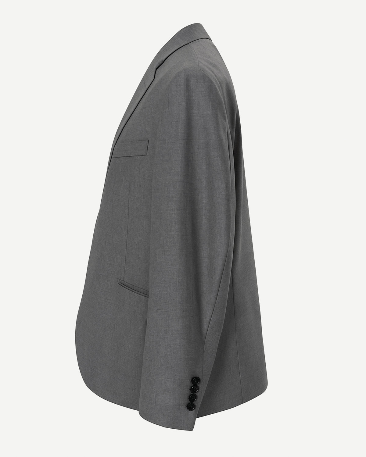 Tailory light gray single-breasted blazer with notched lapel side view