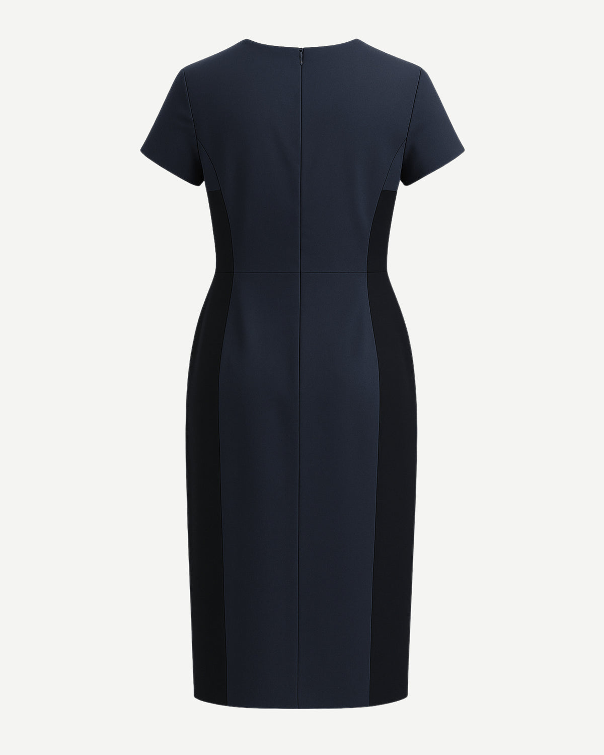 Tailory black navy sheath dress fitted silhouette back view