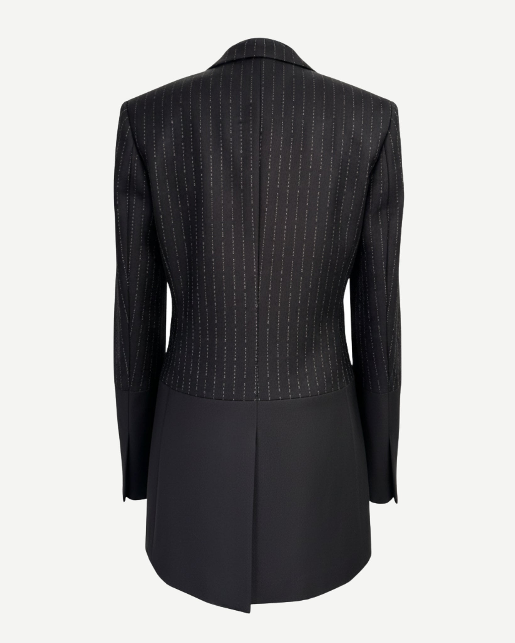 Tailory black/white pinstripe double-breasted blazer dress back view