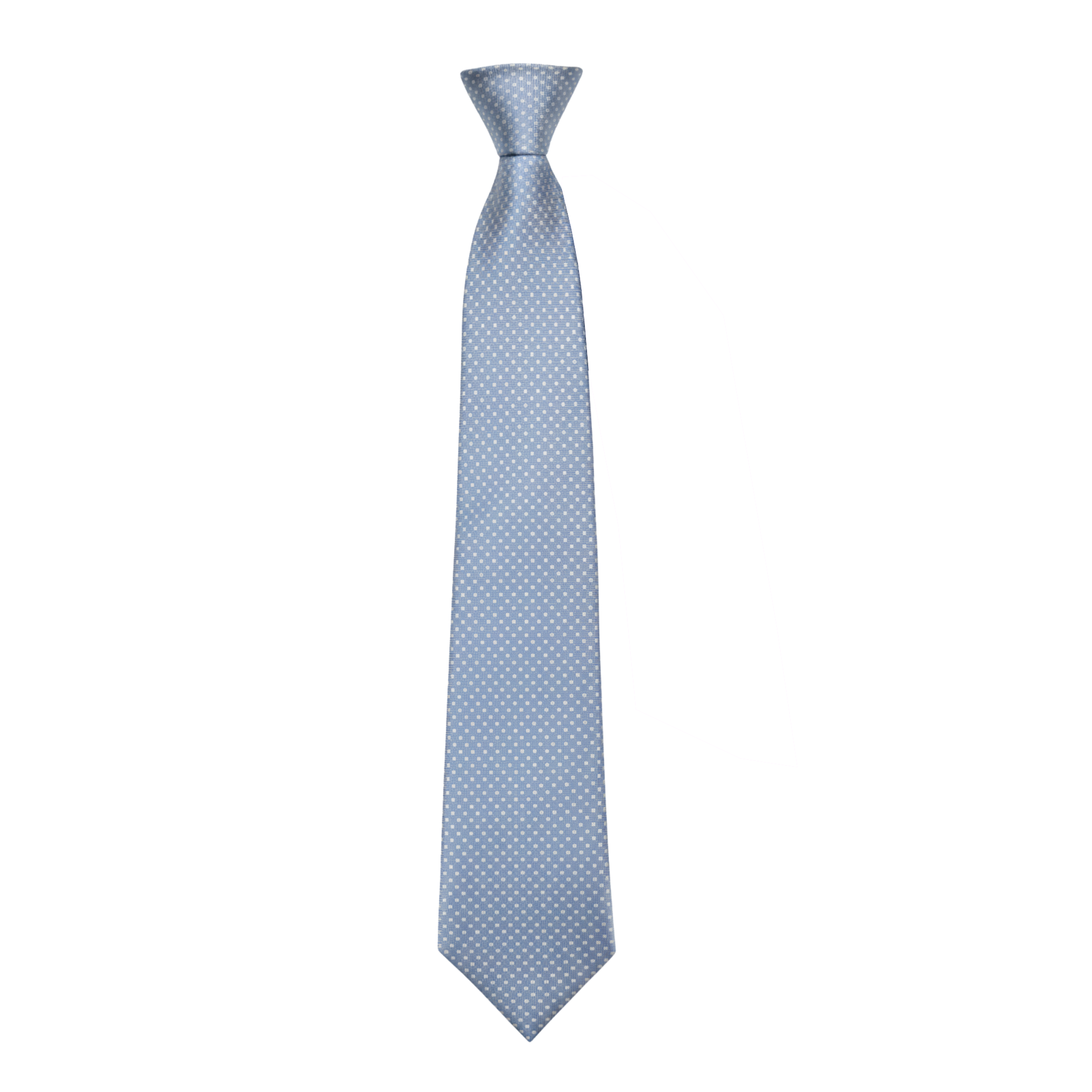 Light blue micro pattern woven silk tie shown front-facing with pointed blade
