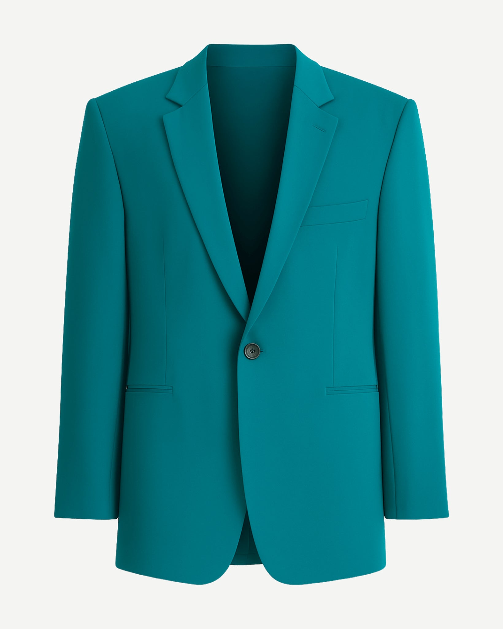 Tailory teal wool and silk faille single-breasted blazer front view