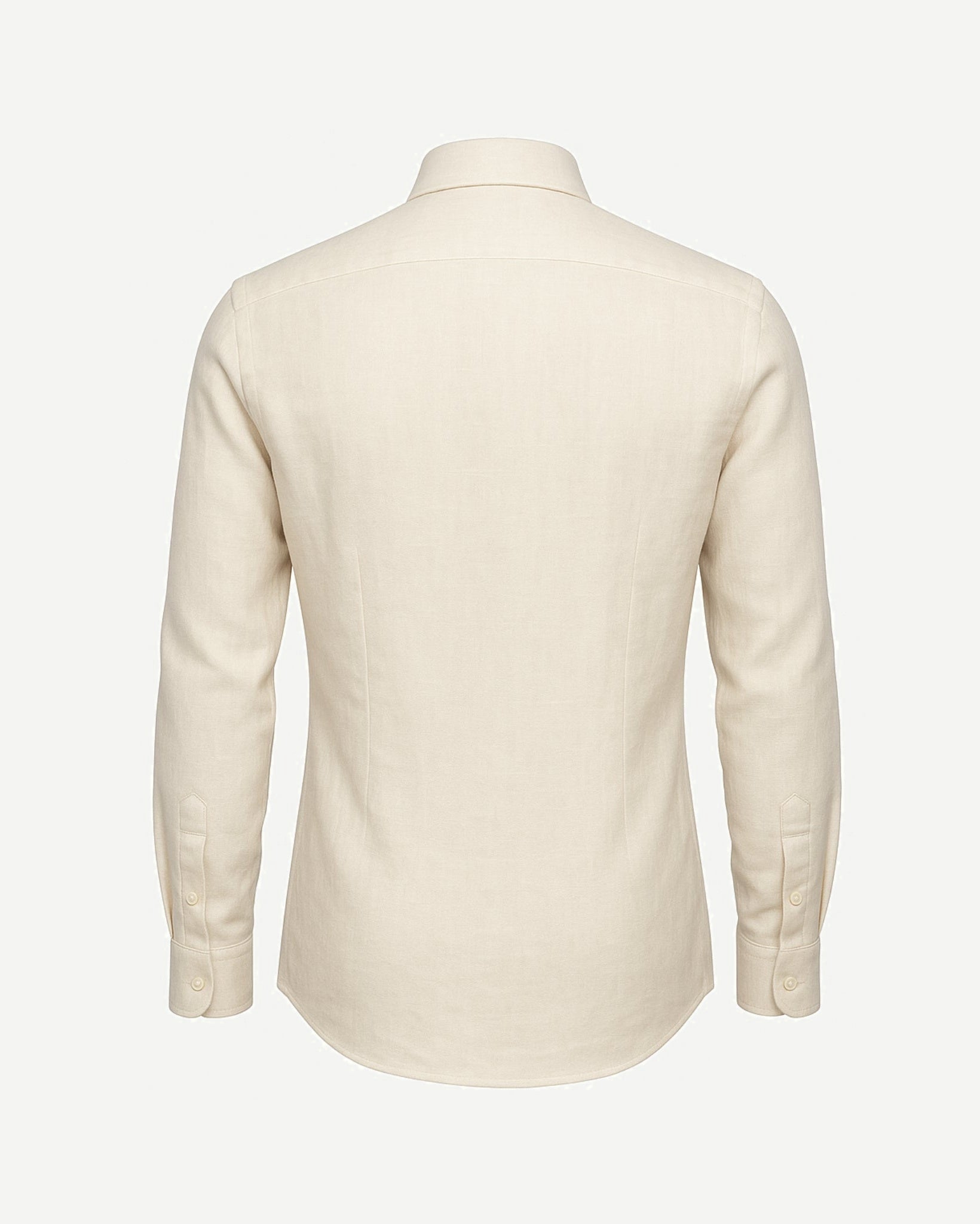 Tailory cream linen men’s shirt tailored back view