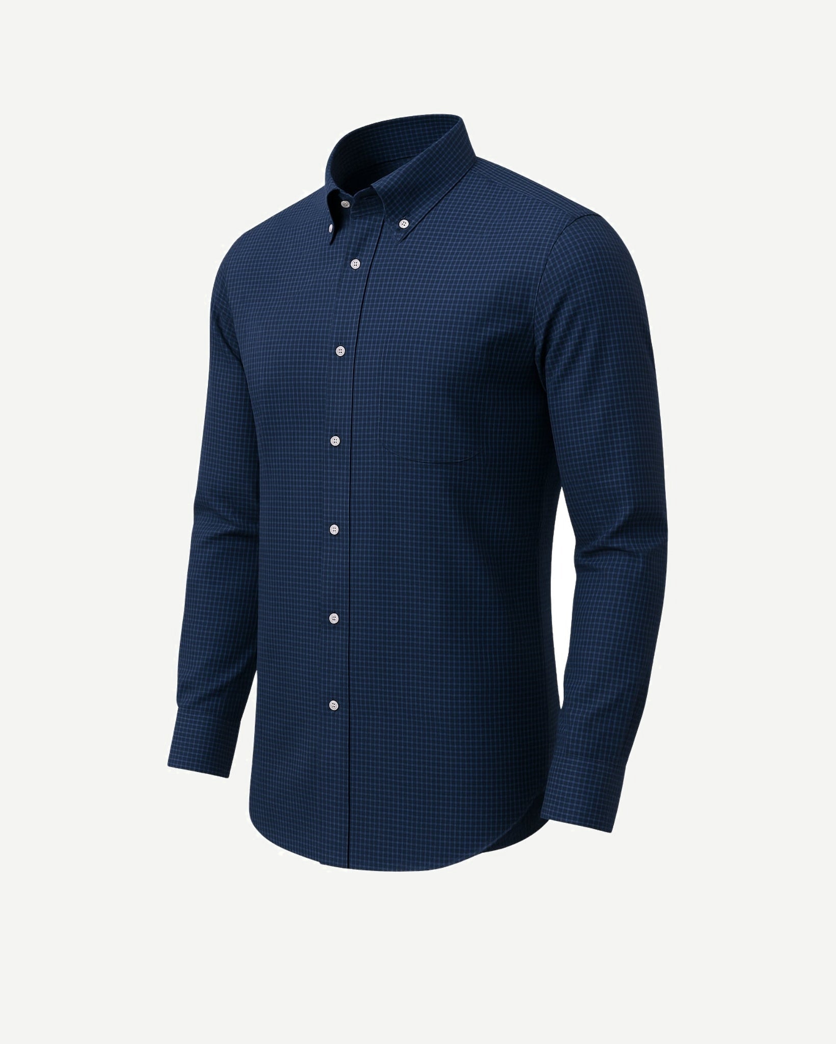 Tailory navy check cotton men’s shirt Side view