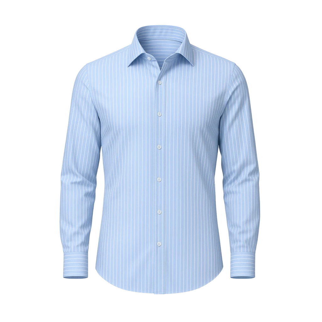 light blue dress shirts The Tailory New York Men's Blue Striped Dress Shirt for Men, S