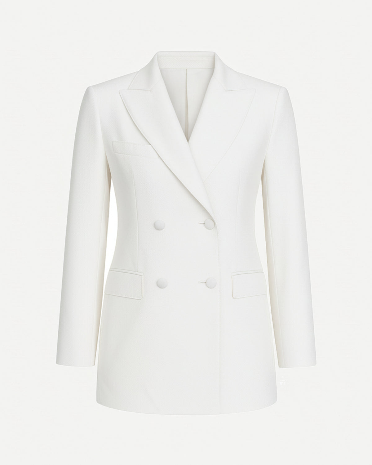 Tailory white peak lapel double-breasted blazer front view