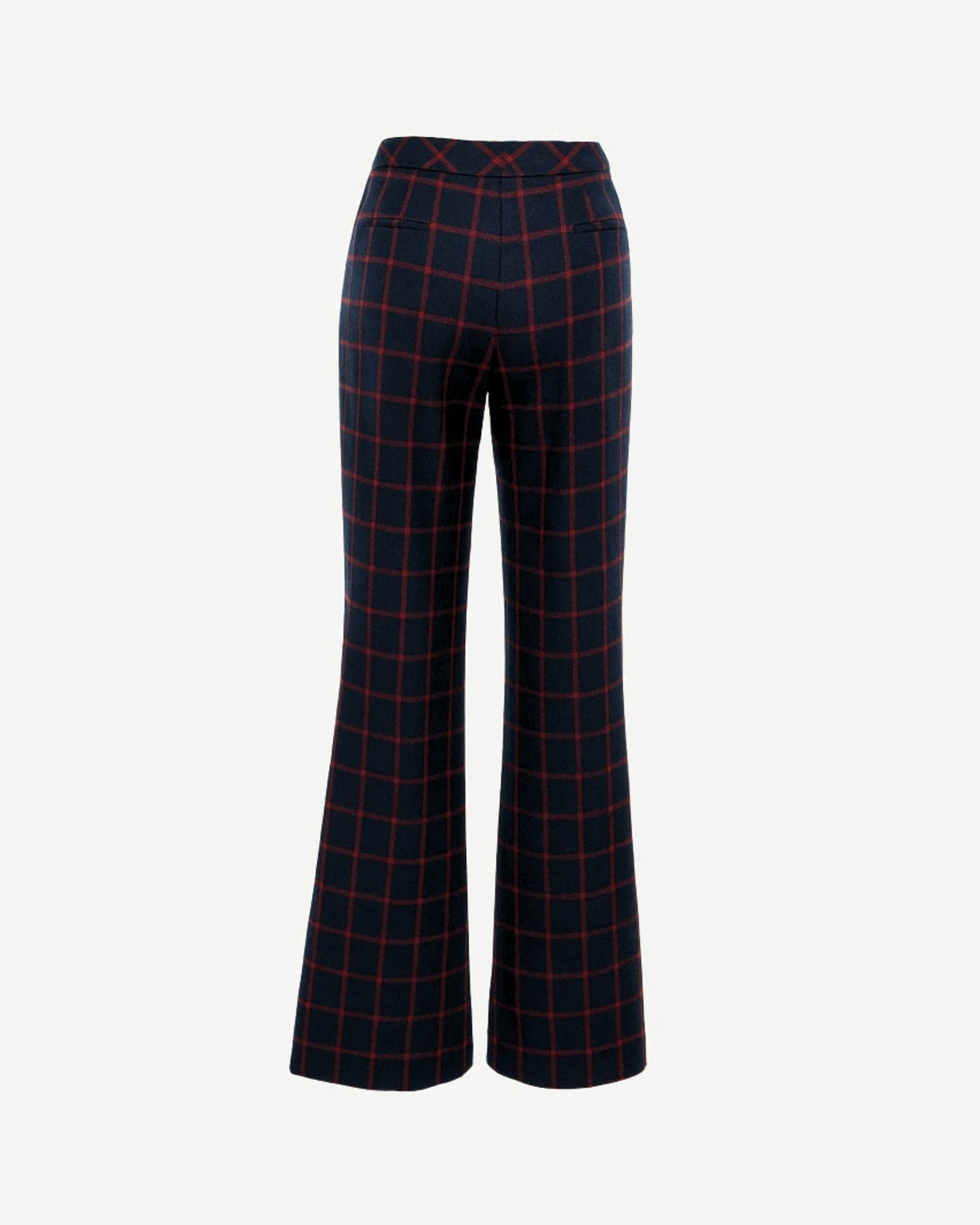 Tailory navy/red windowpane wide-leg trouser back view