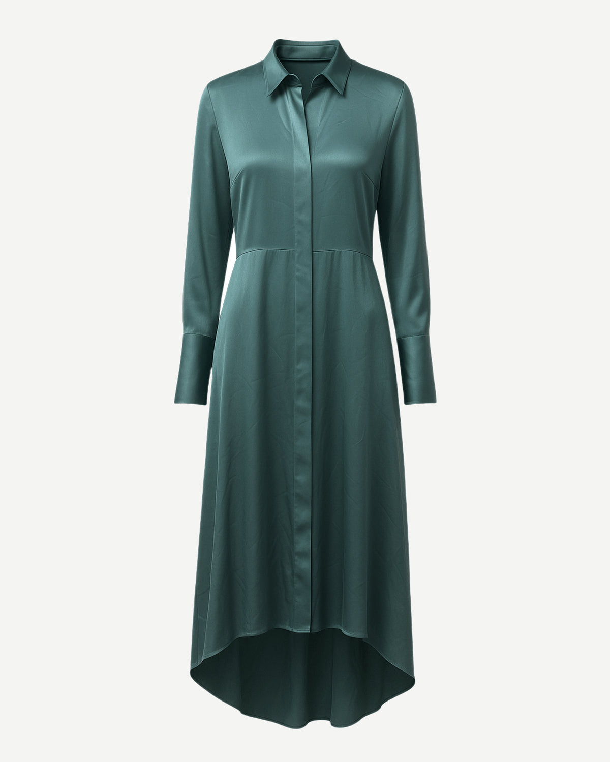 Tailory turquoise silk shirt dress charmeuse front view