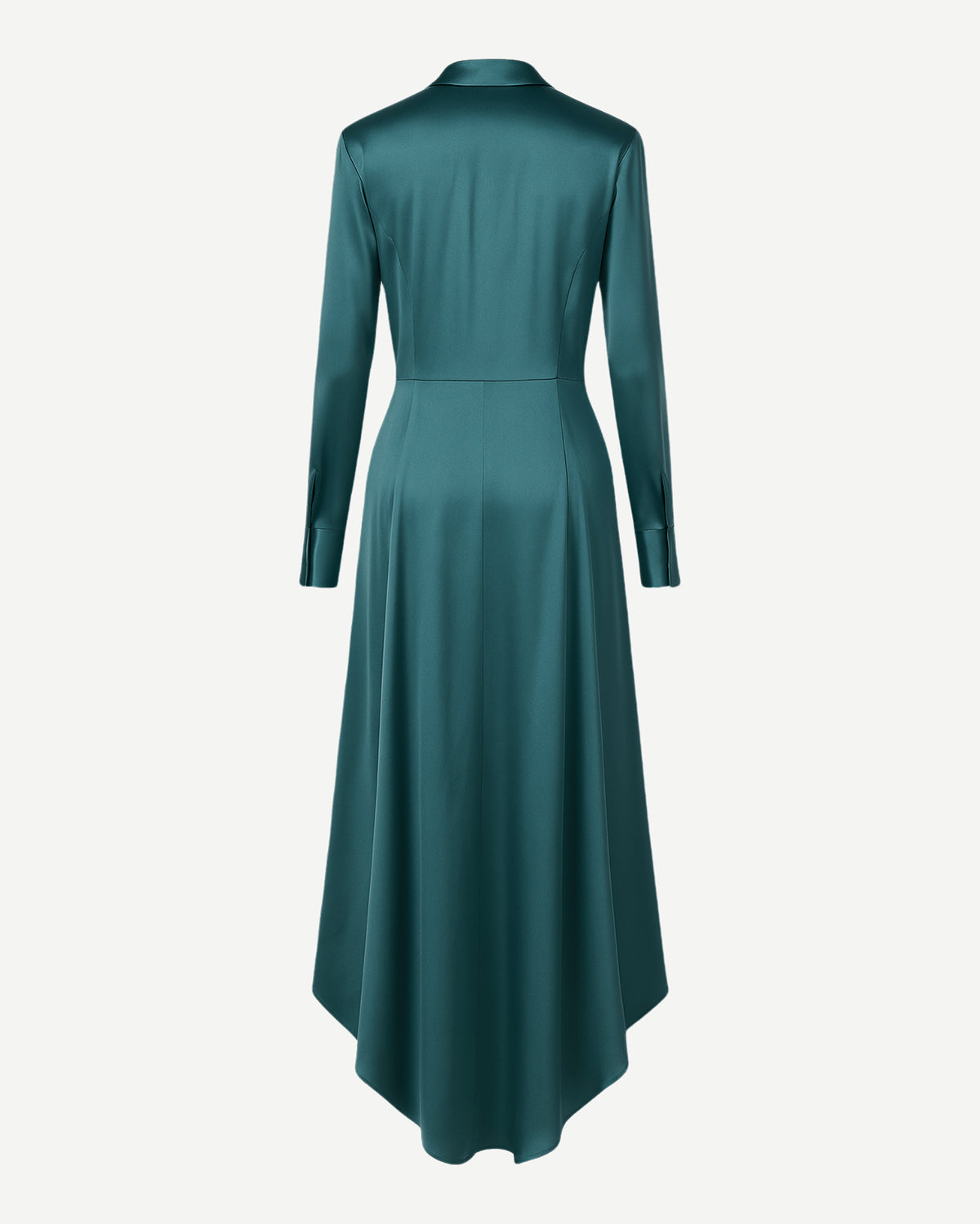 Tailory turquoise silk shirt dress charmeuse back view”