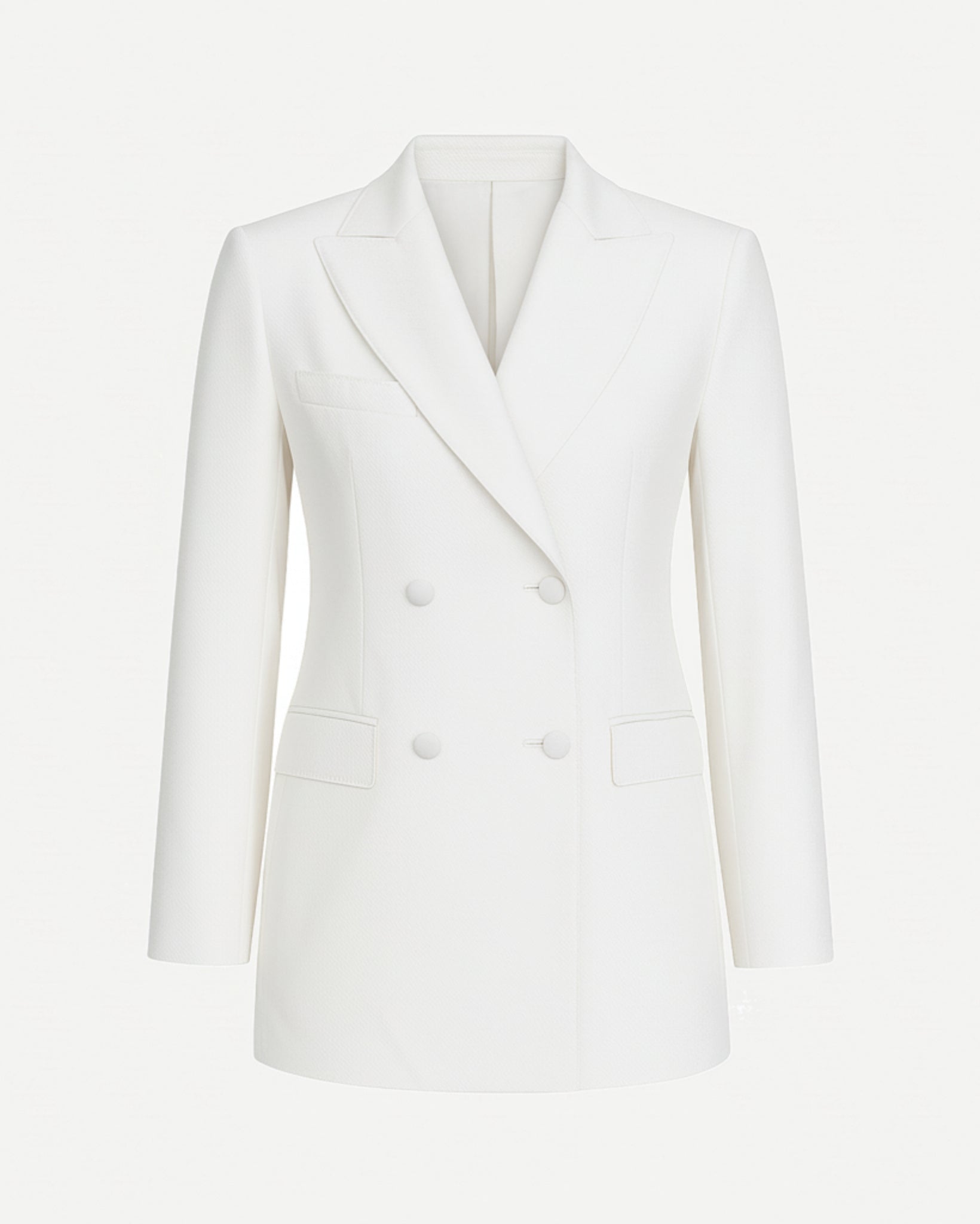 Tailory white peak lapel double-breasted blazer front view