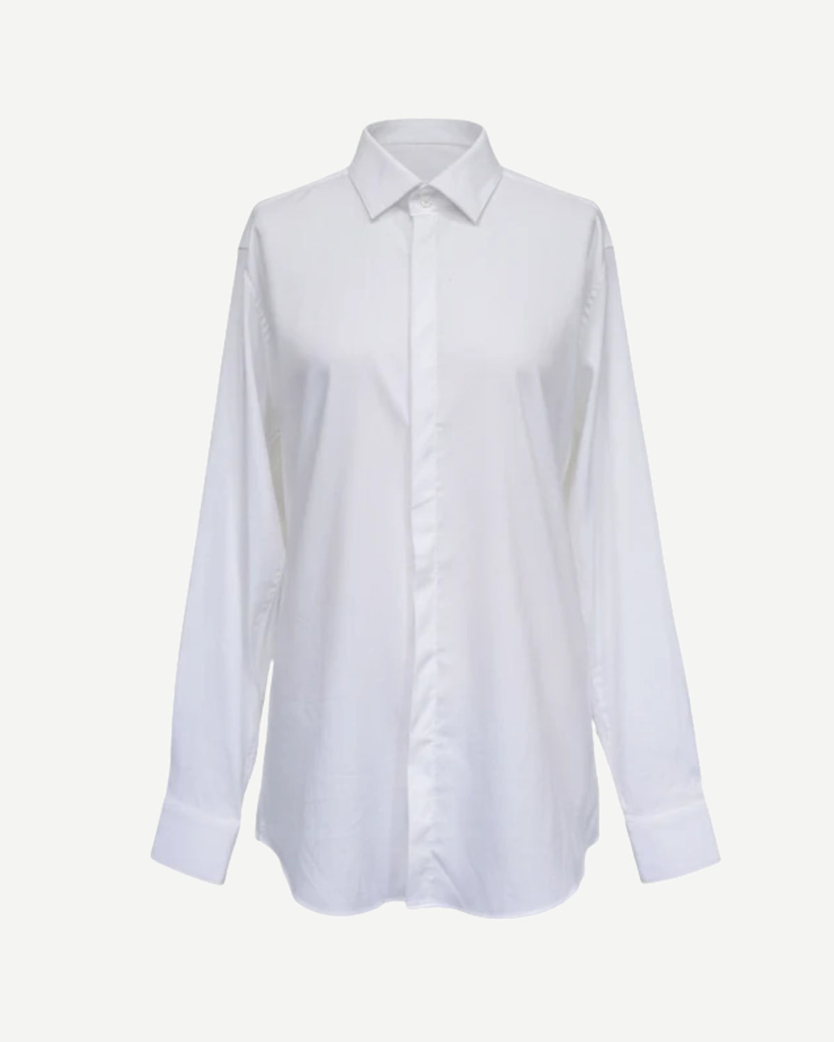Tailory white hidden-placket shirt front view