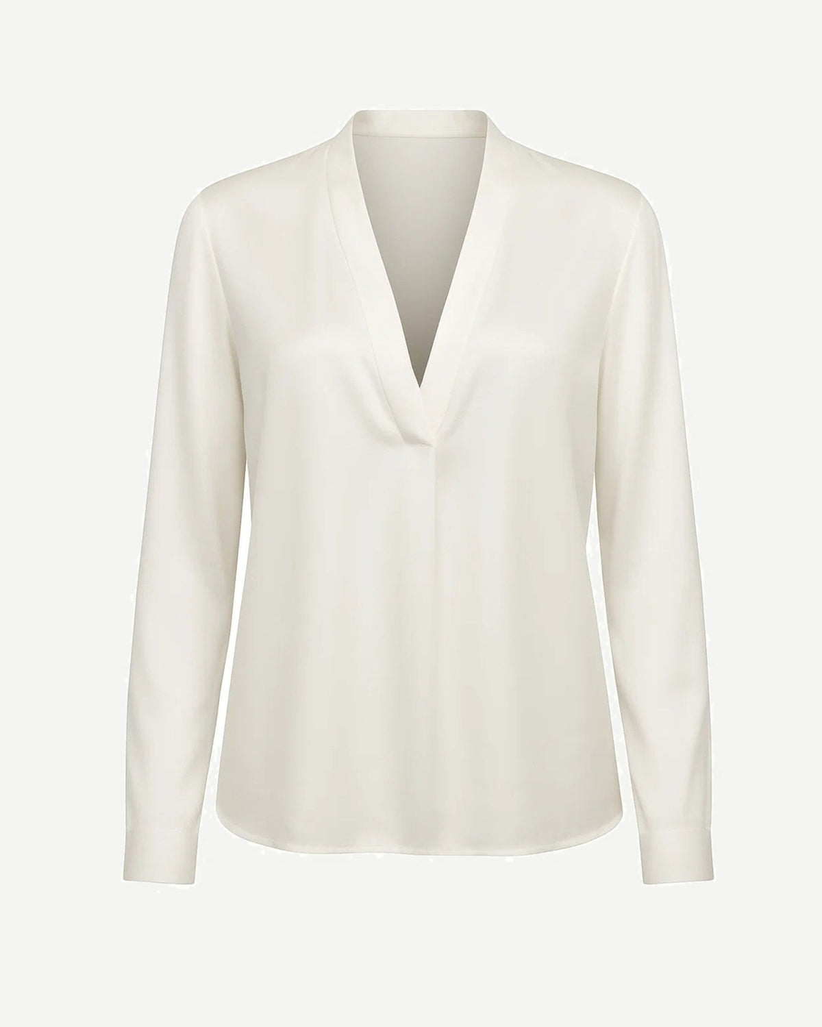 Tailory white silk V-neck blouse front view