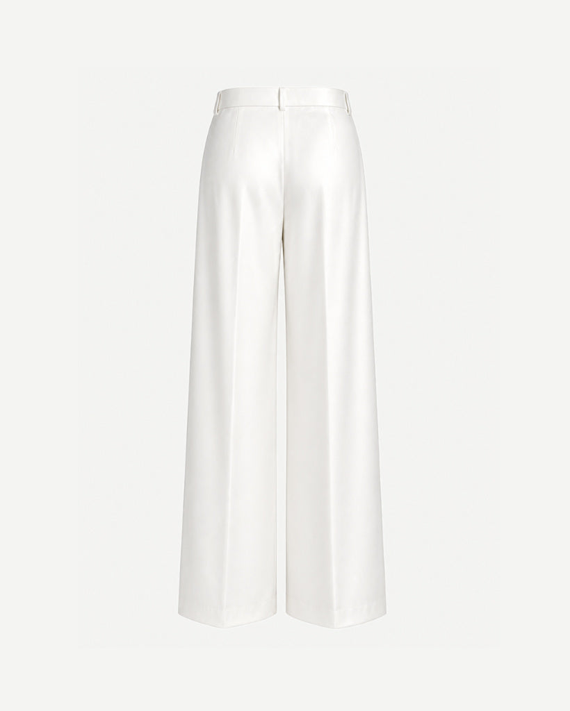 Tailory cream wide leg trousers back view
