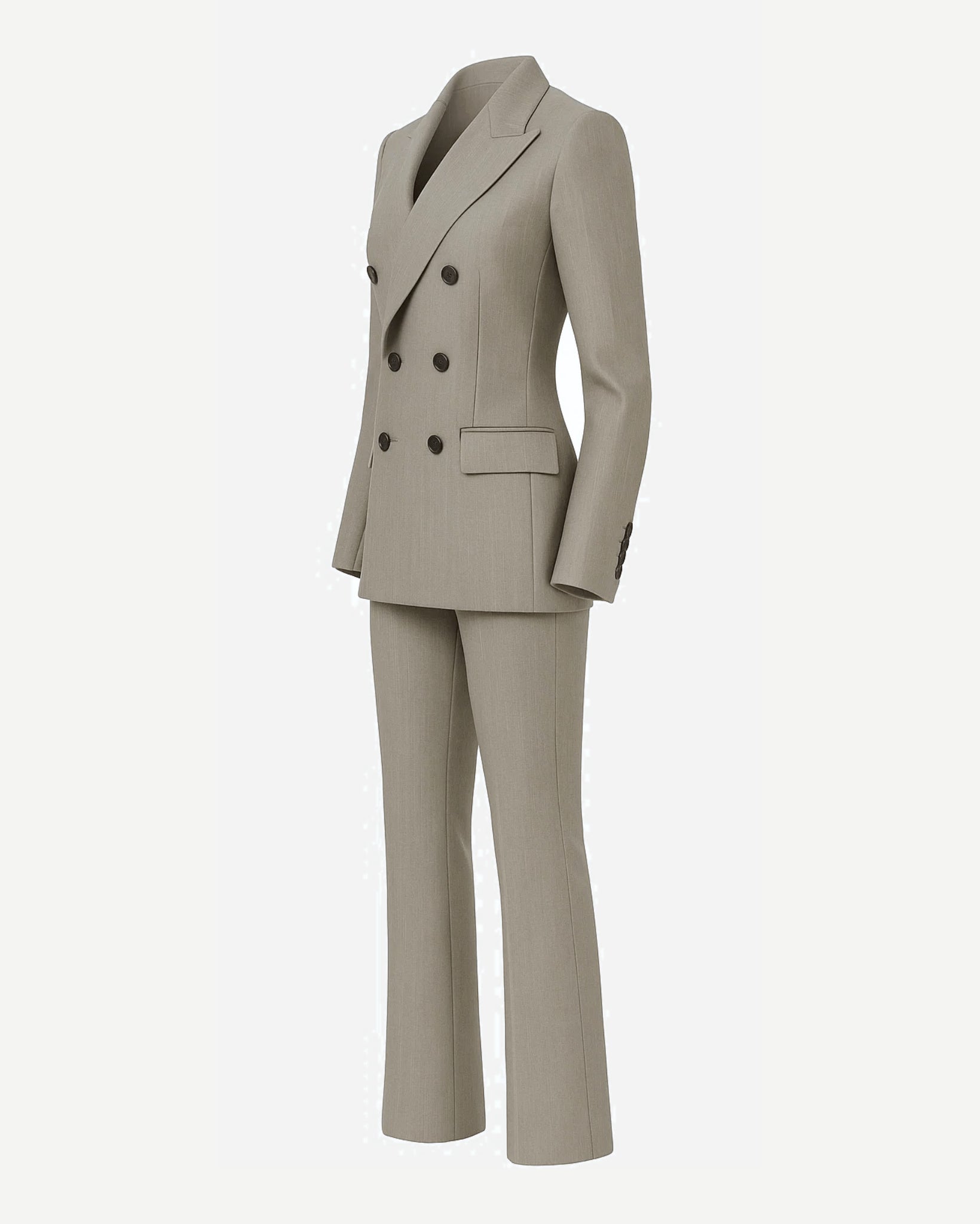 Tailory stone double-breasted flare suit set side view